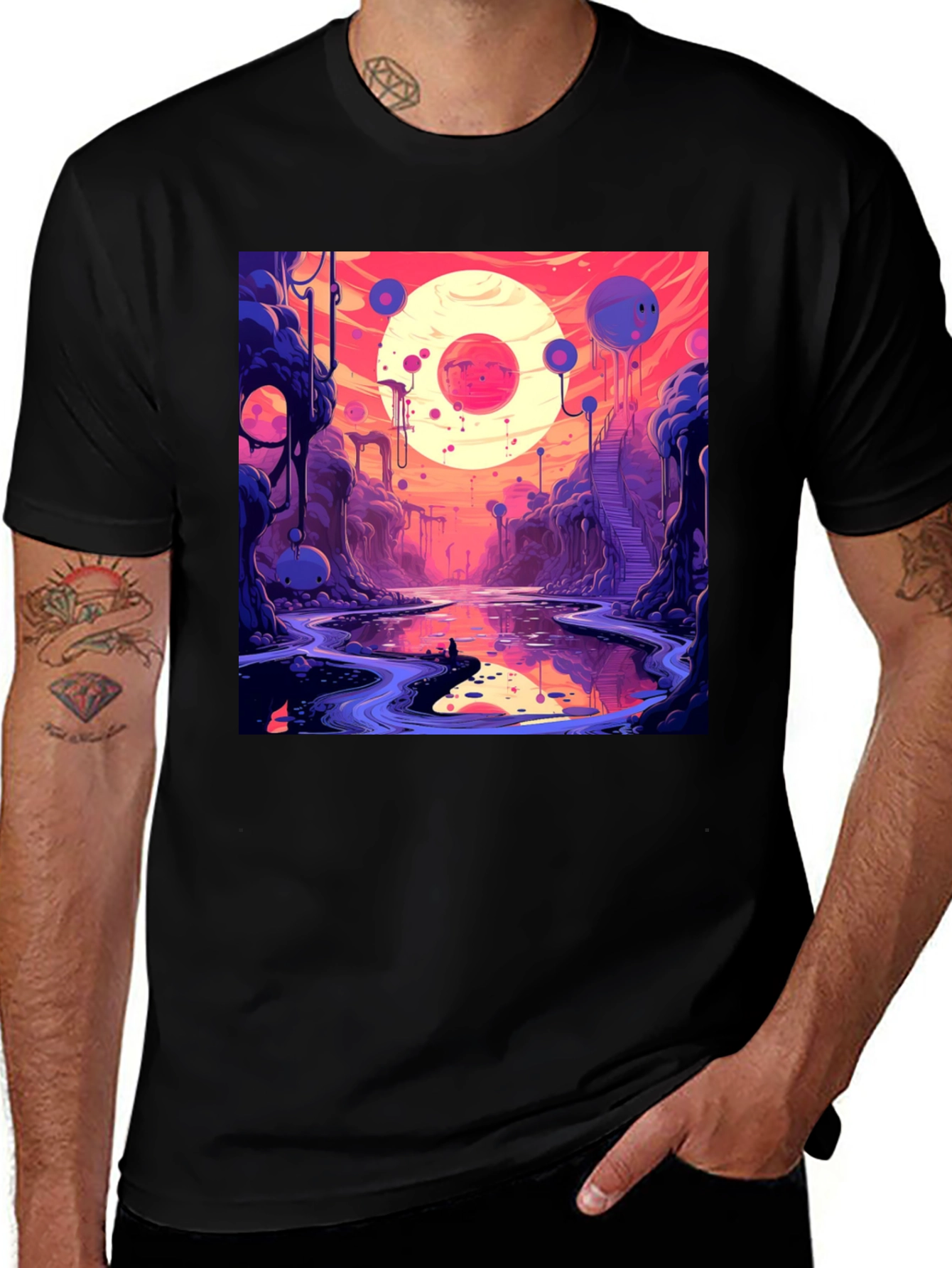 Variant 22 of Cosmic Dreamscape Graphic Tee - Unique Design