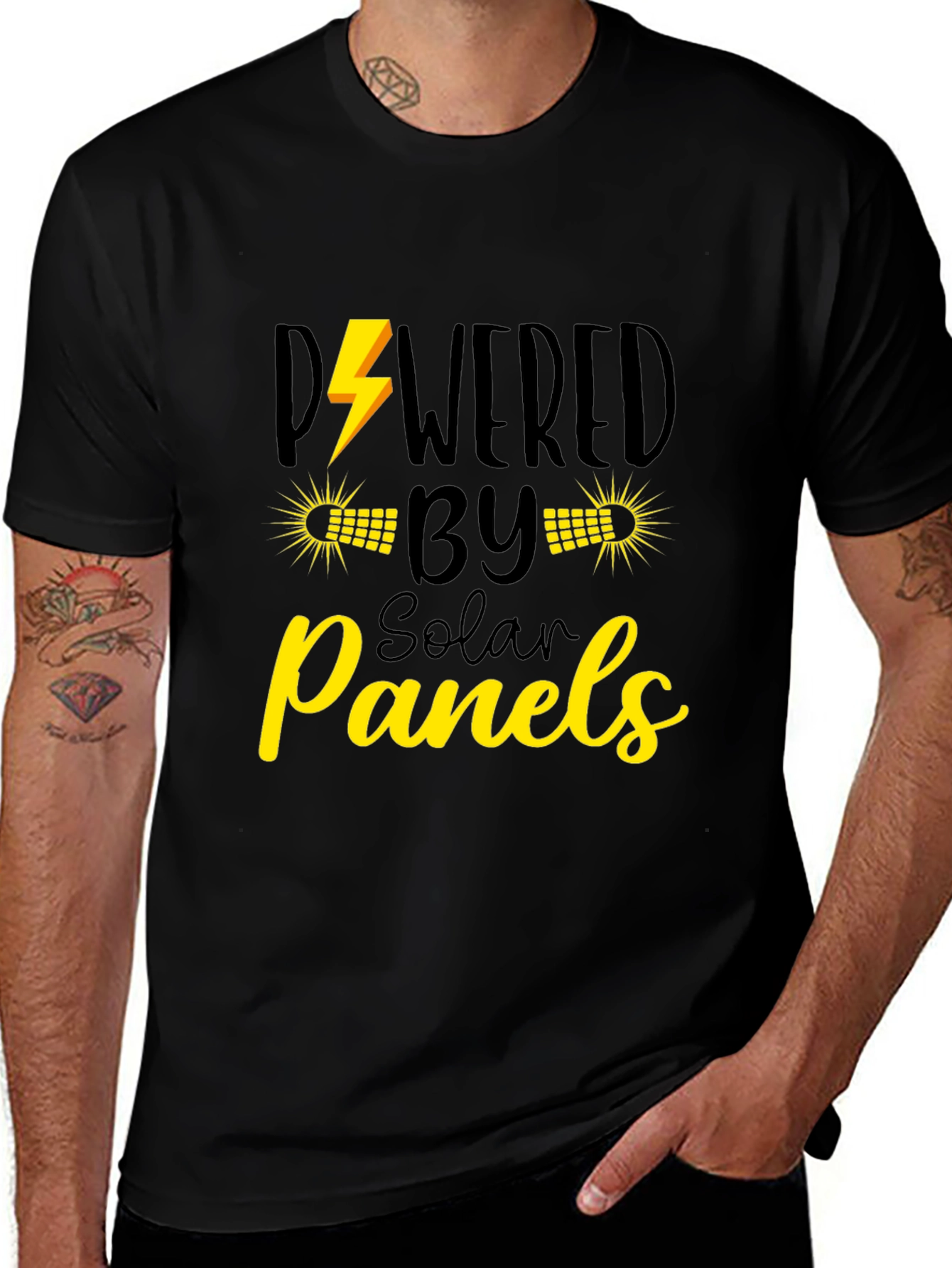Variant 26 of Powered by Solar Panels Graphic Tee - Eco Friendly Shirt