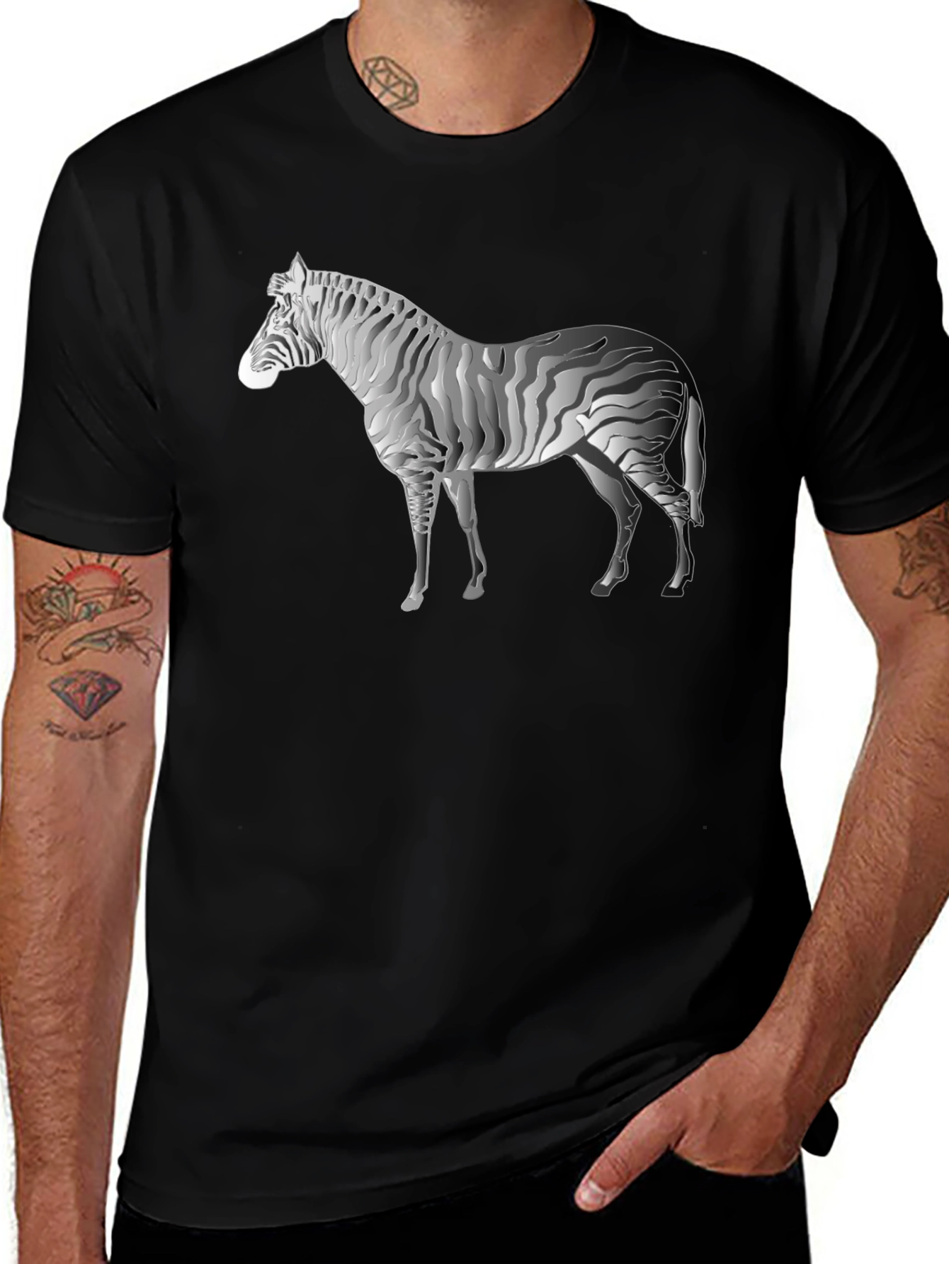 Variant 16 of Zebra Print Black T-Shirt