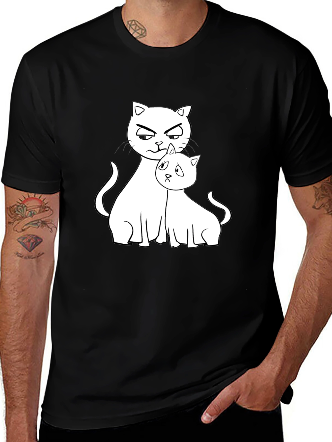 Variant 10 of Cute Cat Graphic Tee - Black