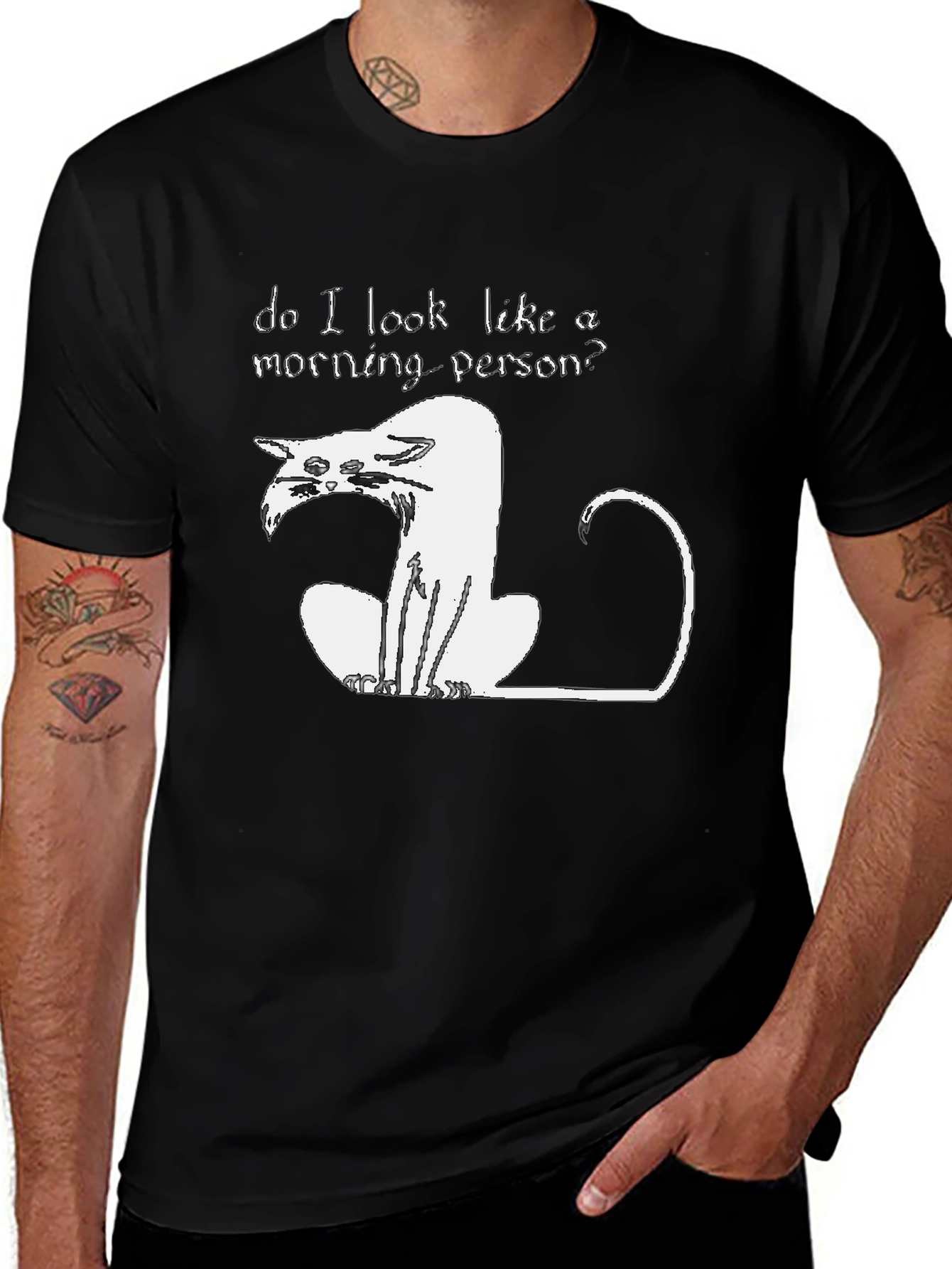 Variant 29 of Funny "Not a Morning Person" Cat Graphic T-Shirt