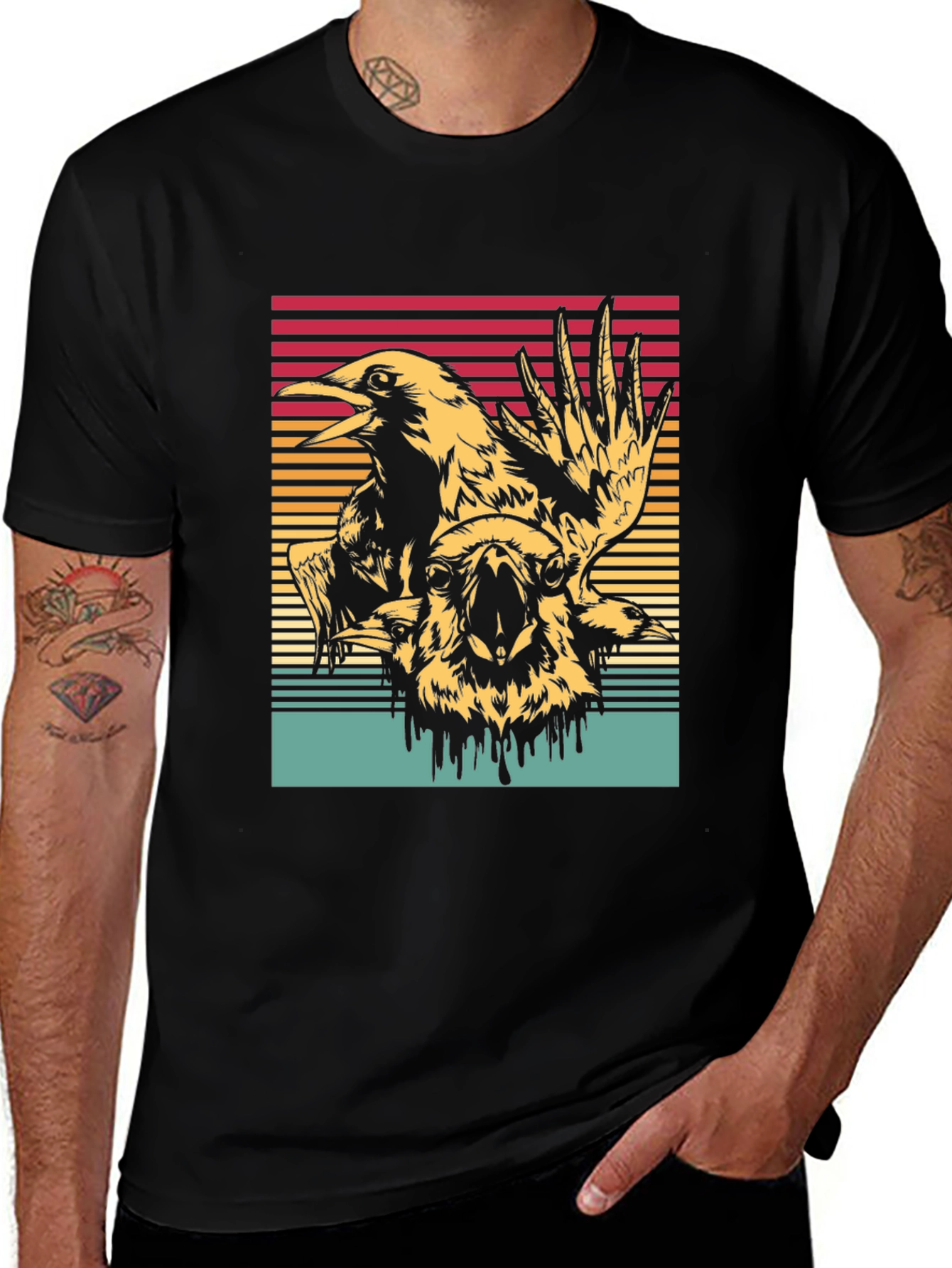 Variant 15 of Raven Graphic Print Black T-Shirt
