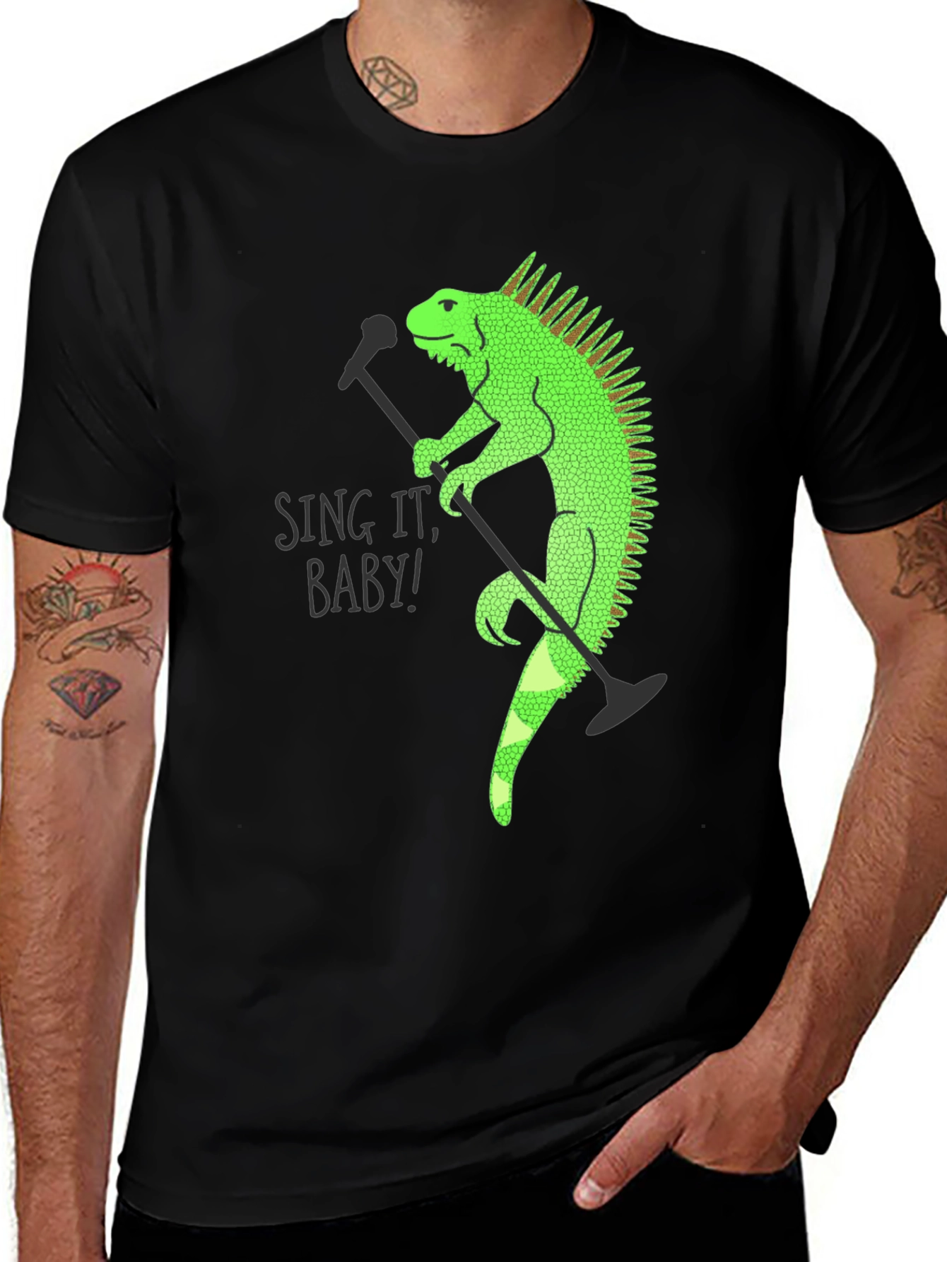 Variant 11 of Singing Iguana Graphic Tee - Black Unisex T-Shirt