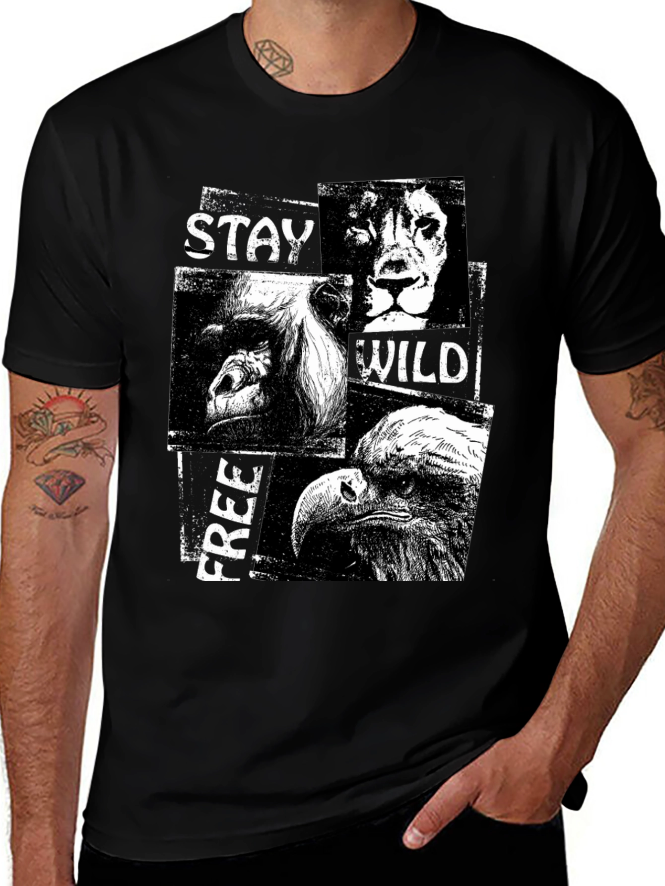 Variant 7 of Stay Wild Free Black Graphic T-Shirt