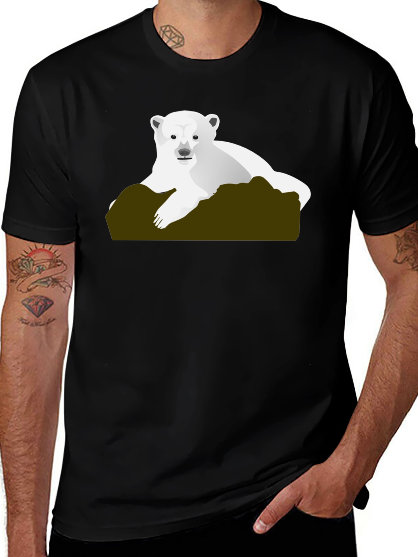 Variant 29 of Polar Bear Graphic Tee - Black Cotton T-Shirt