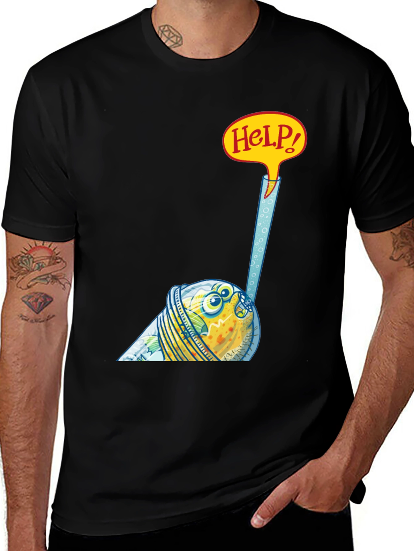 Variant 19 of Funny Fish in a Glass T-Shirt - Help!