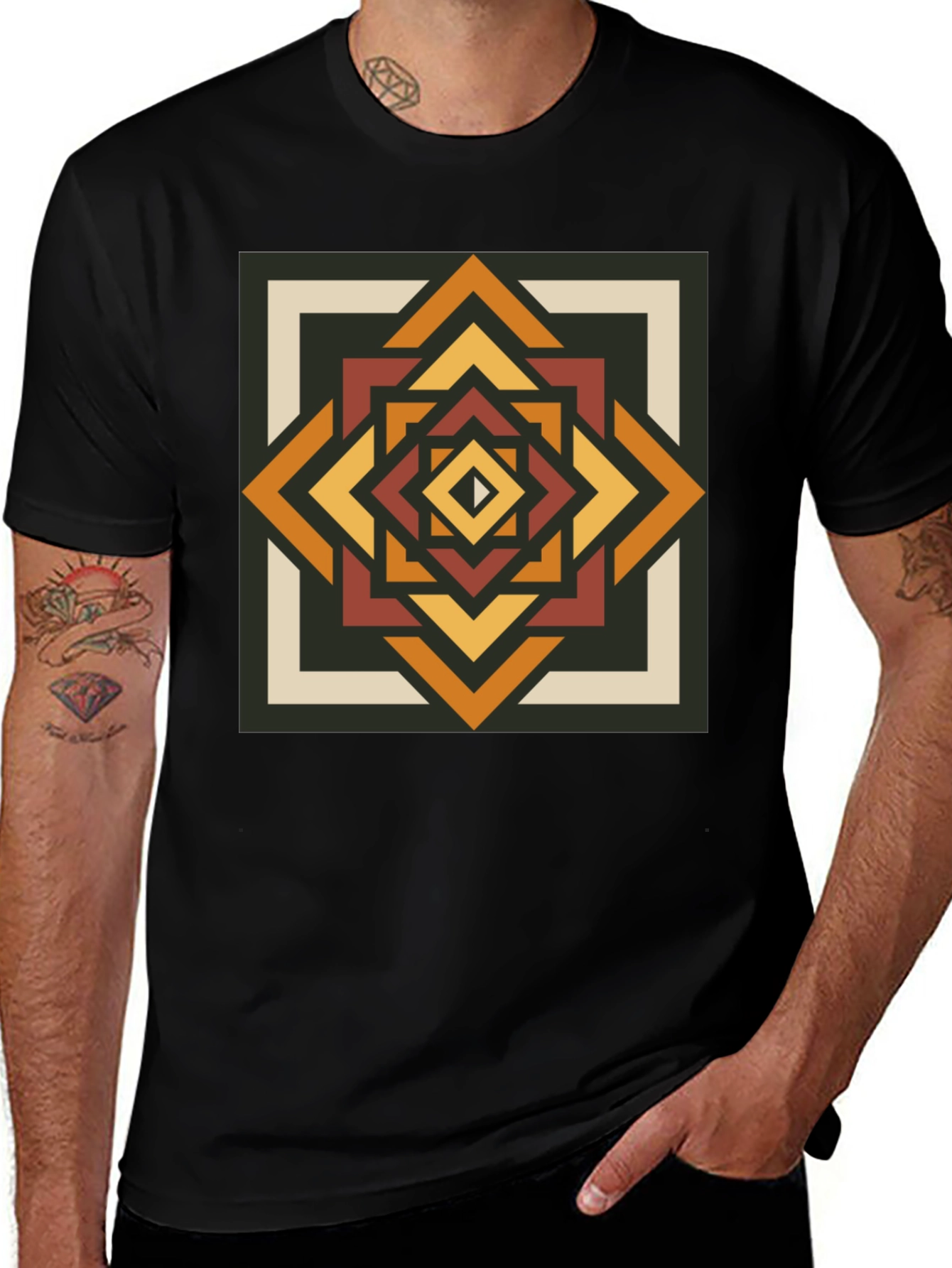 Variant 6 of Geometric Patterned Black Tee