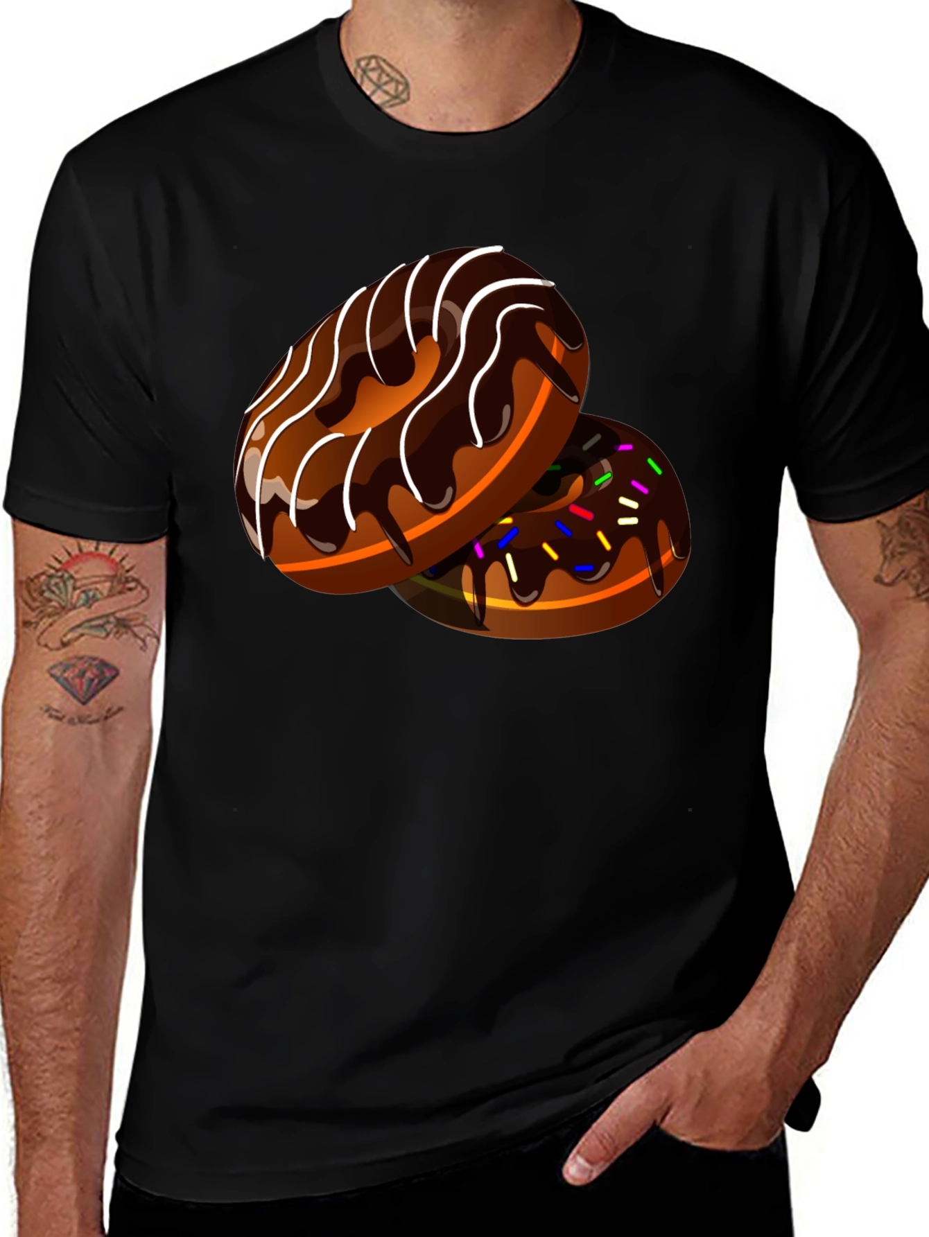 Variant 3 of Donut Design Black T-Shirt