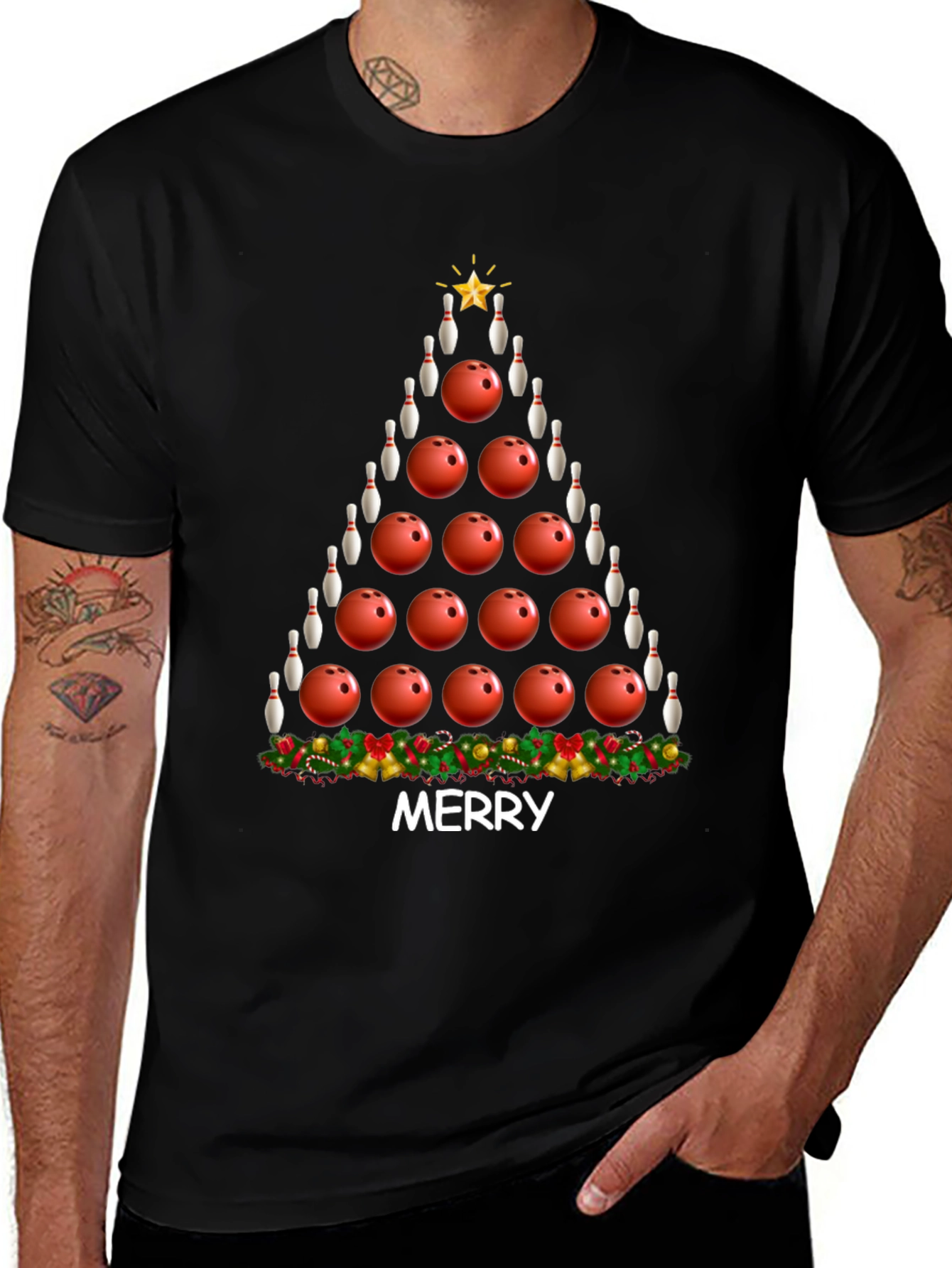 Variant 19 of Bowling Christmas Tree Graphic Tee