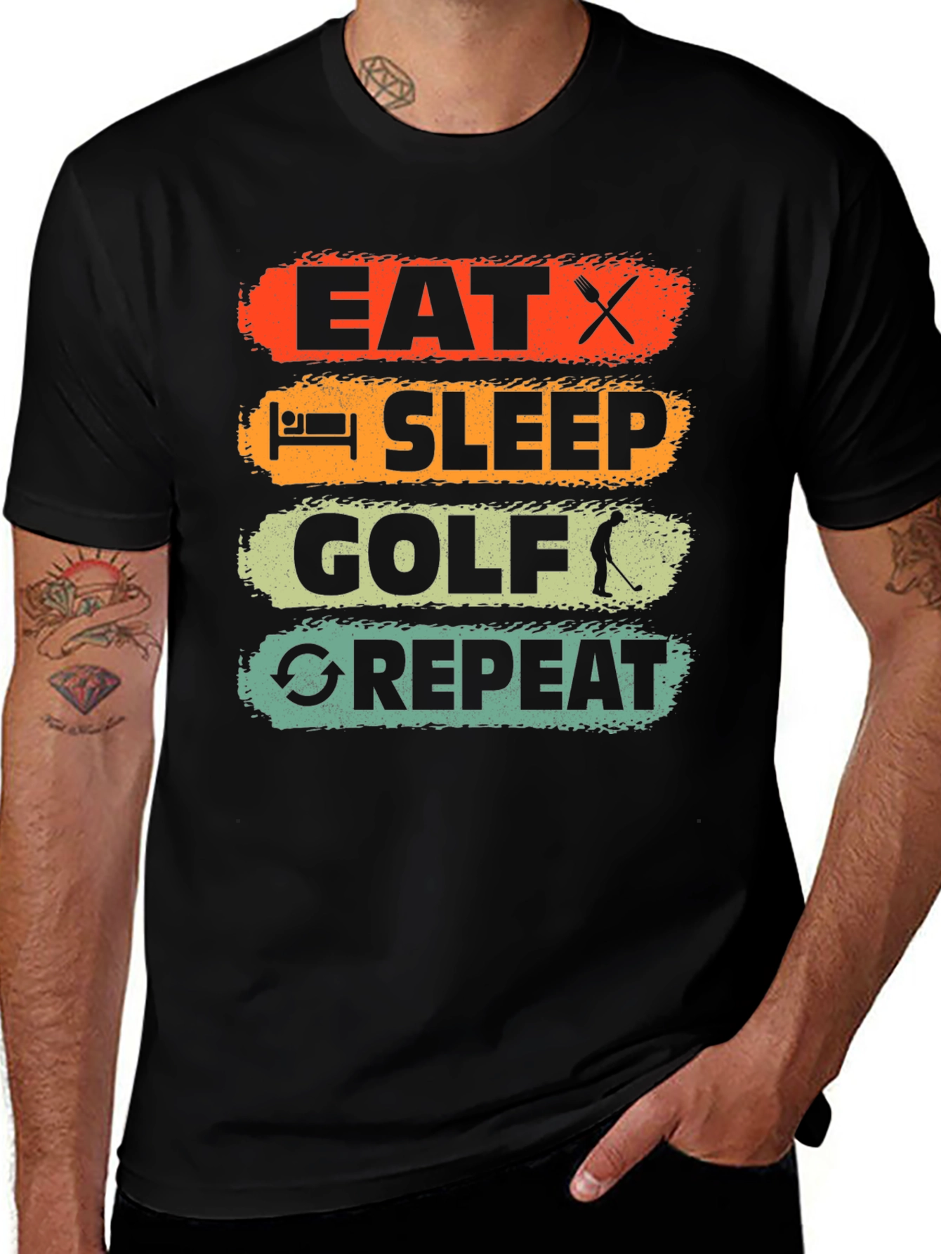 Variant 10 of Eat Sleep Golf Repeat Men's Graphic Tee