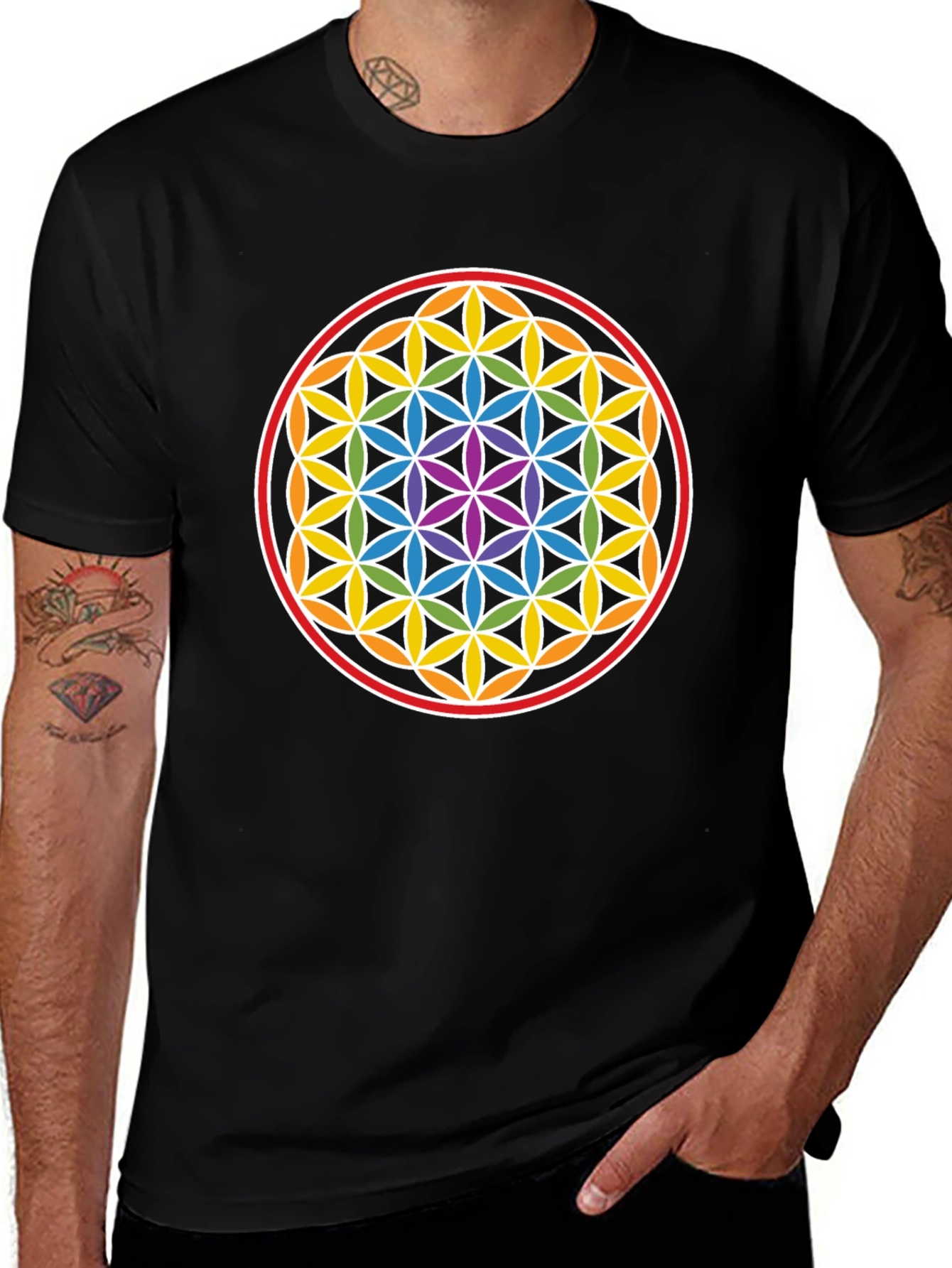 Flower of Life Chakra T-Shirt - Sacred Geometry Tee
