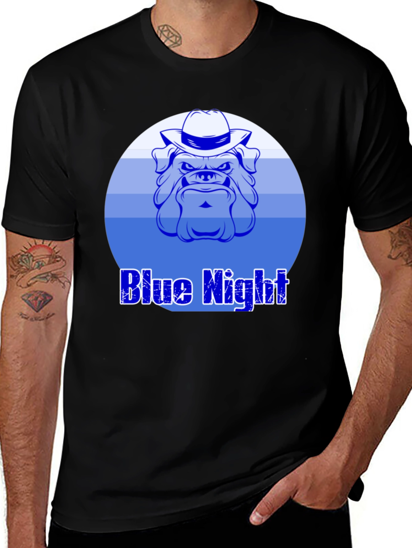 Variant 2 of Blue Night Bulldog Graphic T-Shirt