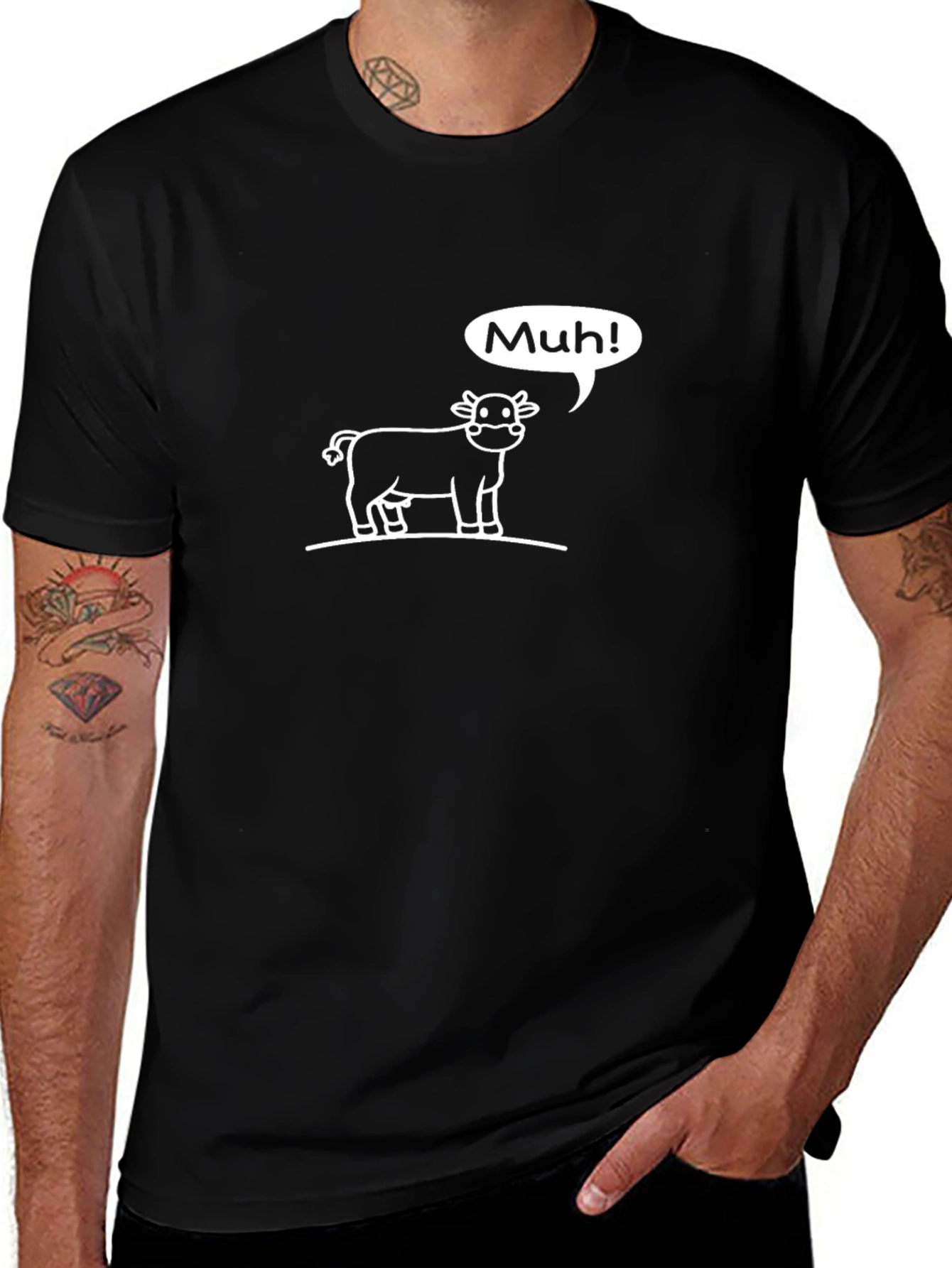 Variant 26 of Muh! Cow Graphic Tee - Black Cotton T-Shirt