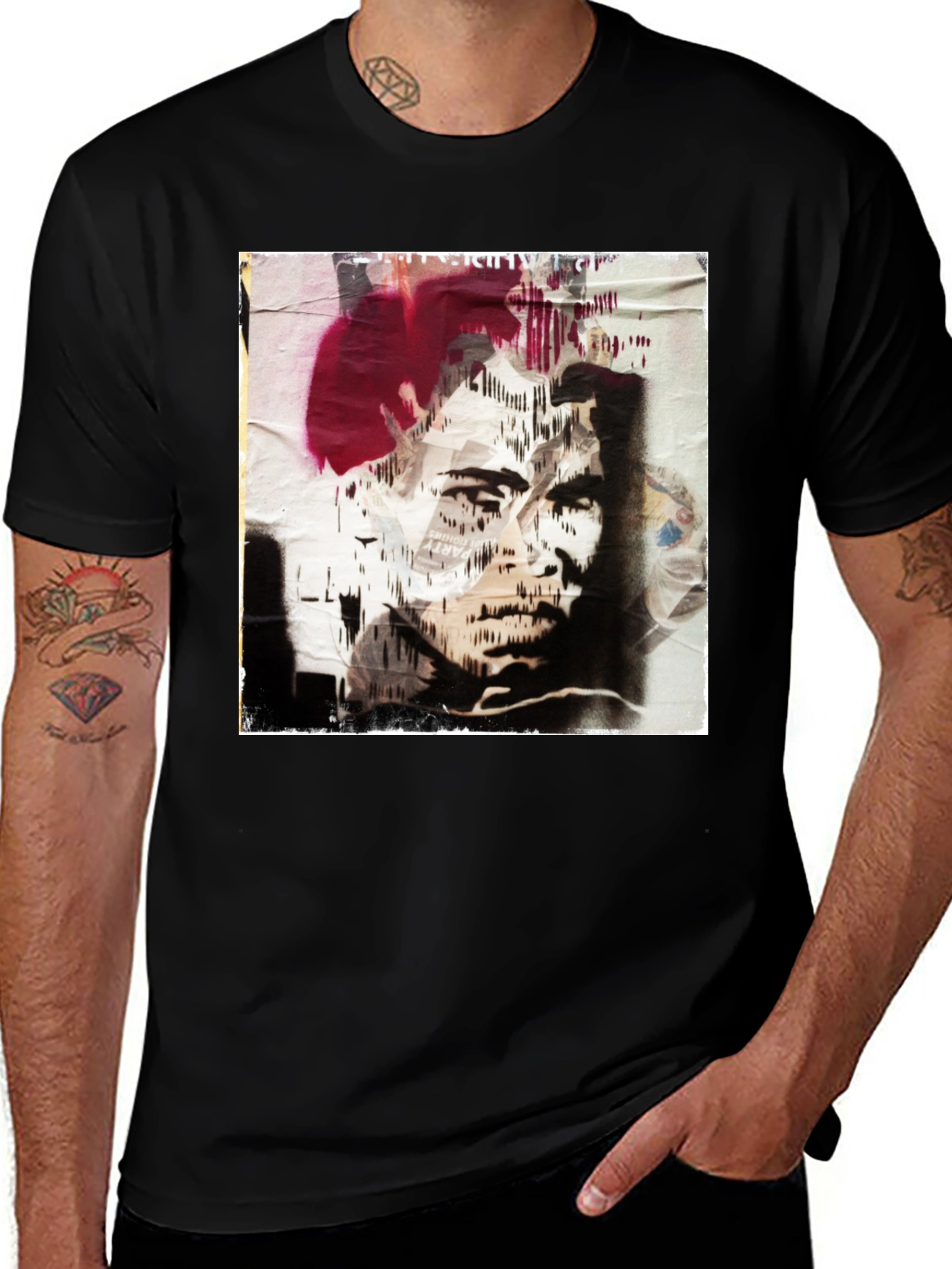 Variant 22 of Abstract Graphic Print Black Cotton T-Shirt