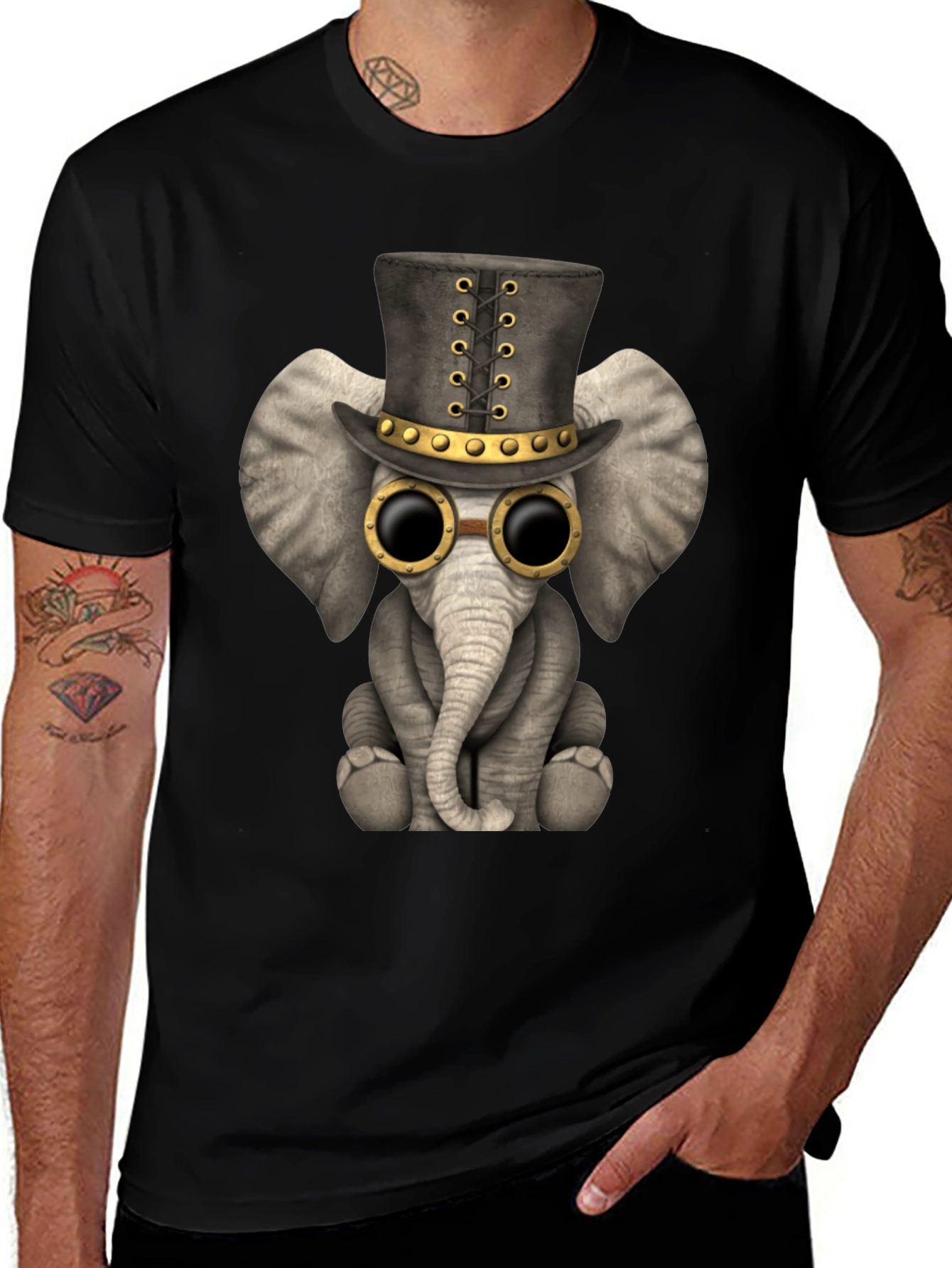 Variant 23 of Steampunk Elephant Graphic Tee - Unique Design