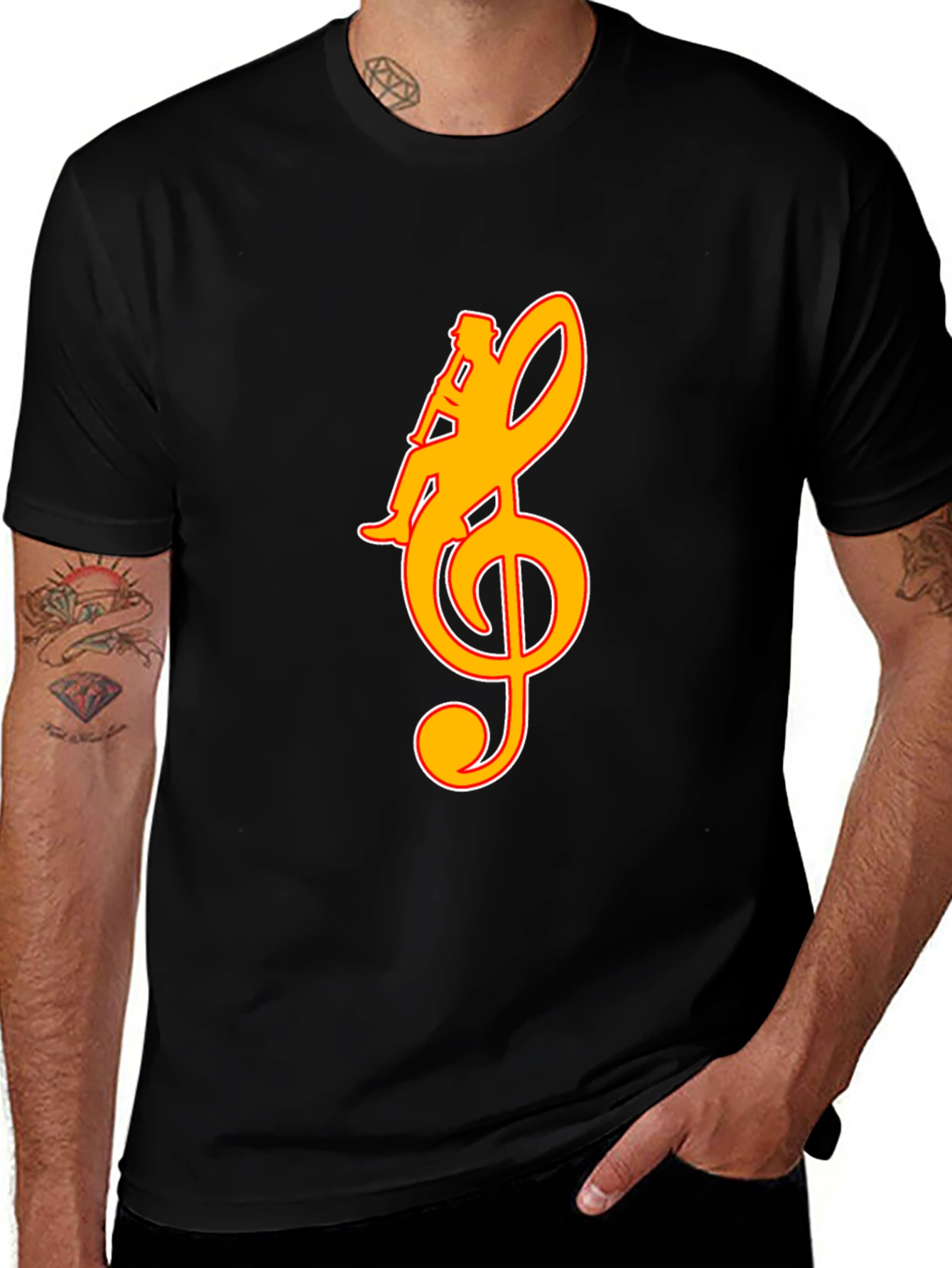 Variant 8 of Musician Treble Clef Graphic Tee - Black