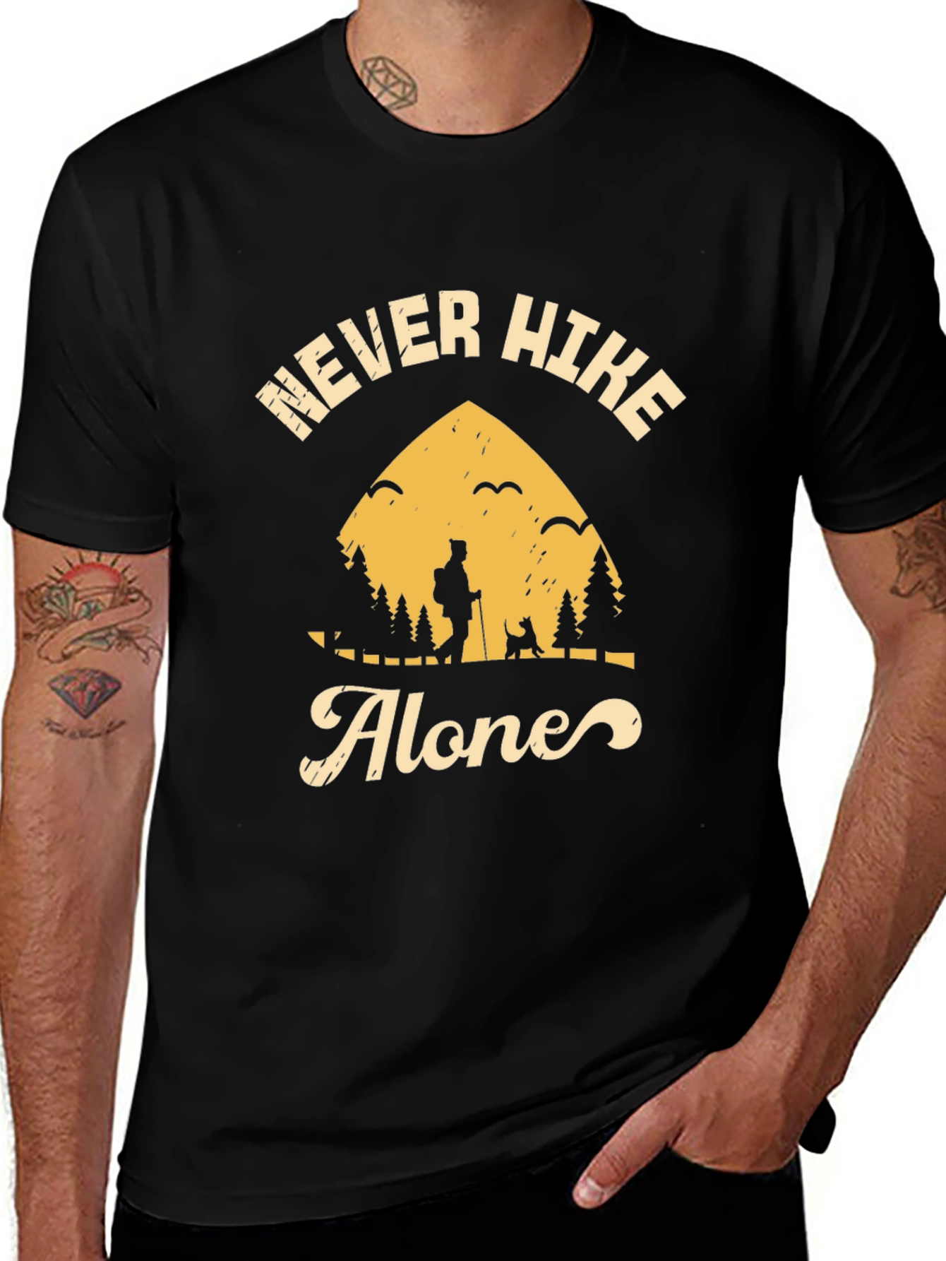Variant 30 of Never Hike Alone Graphic Tee - Adventure Awaits!