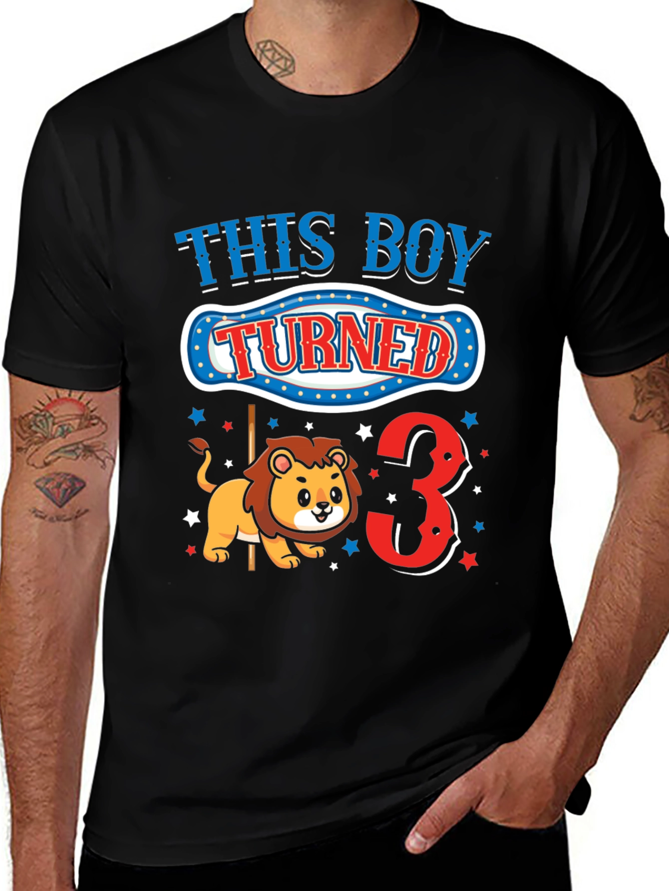 Variant 22 of Boy's Birthday T-Shirt - "This Boy Turned 3" Lion Tee