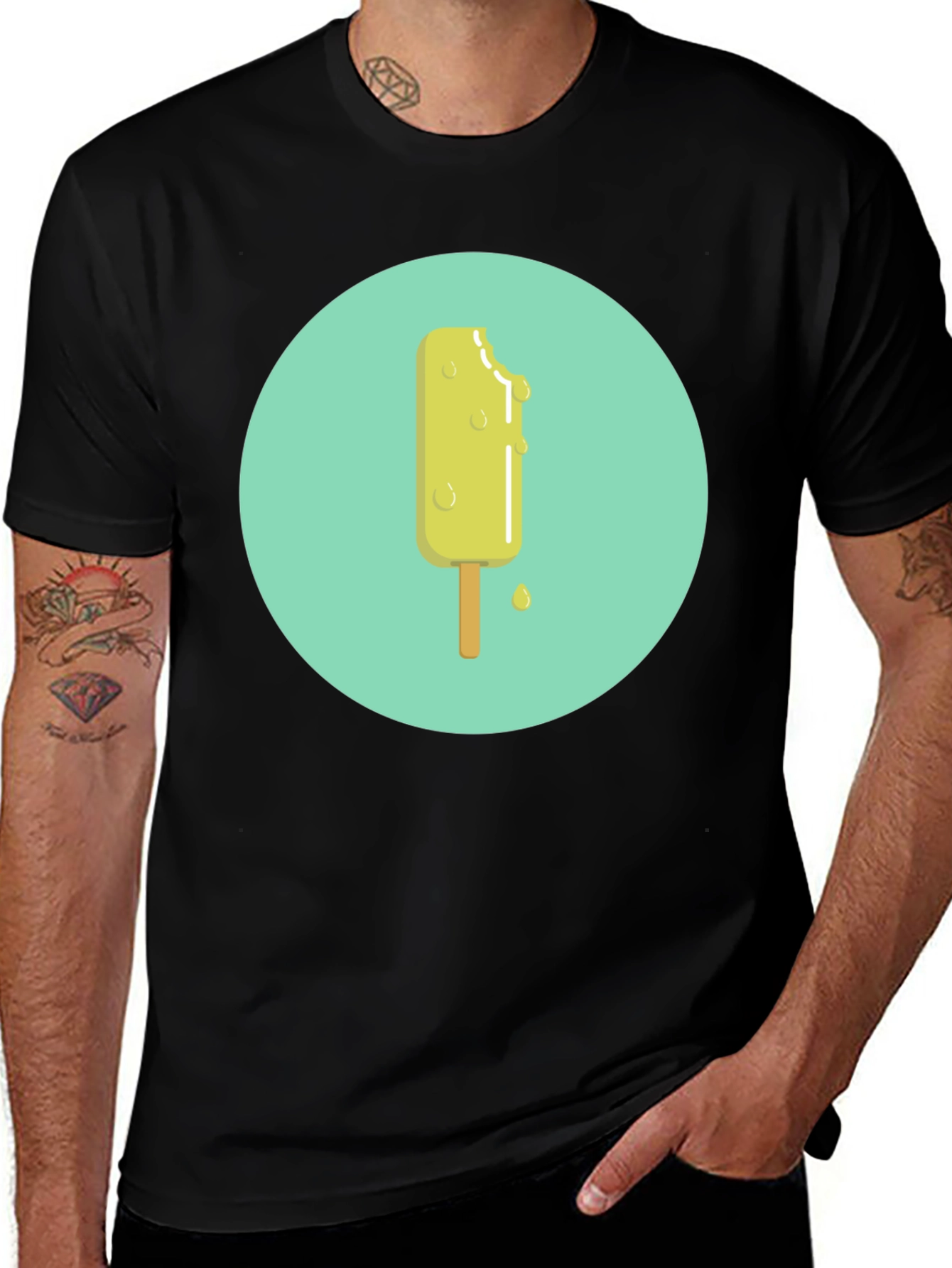 Cool Popsicle Graphic Black T-Shirt