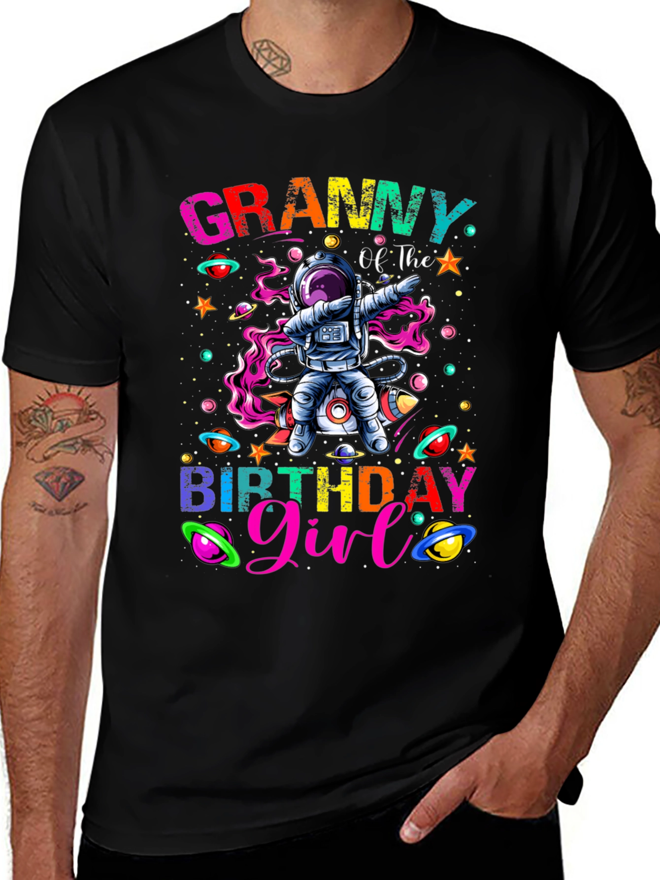 Variant 10 of Granny Birthday Girl Space Astronaut T-Shirt