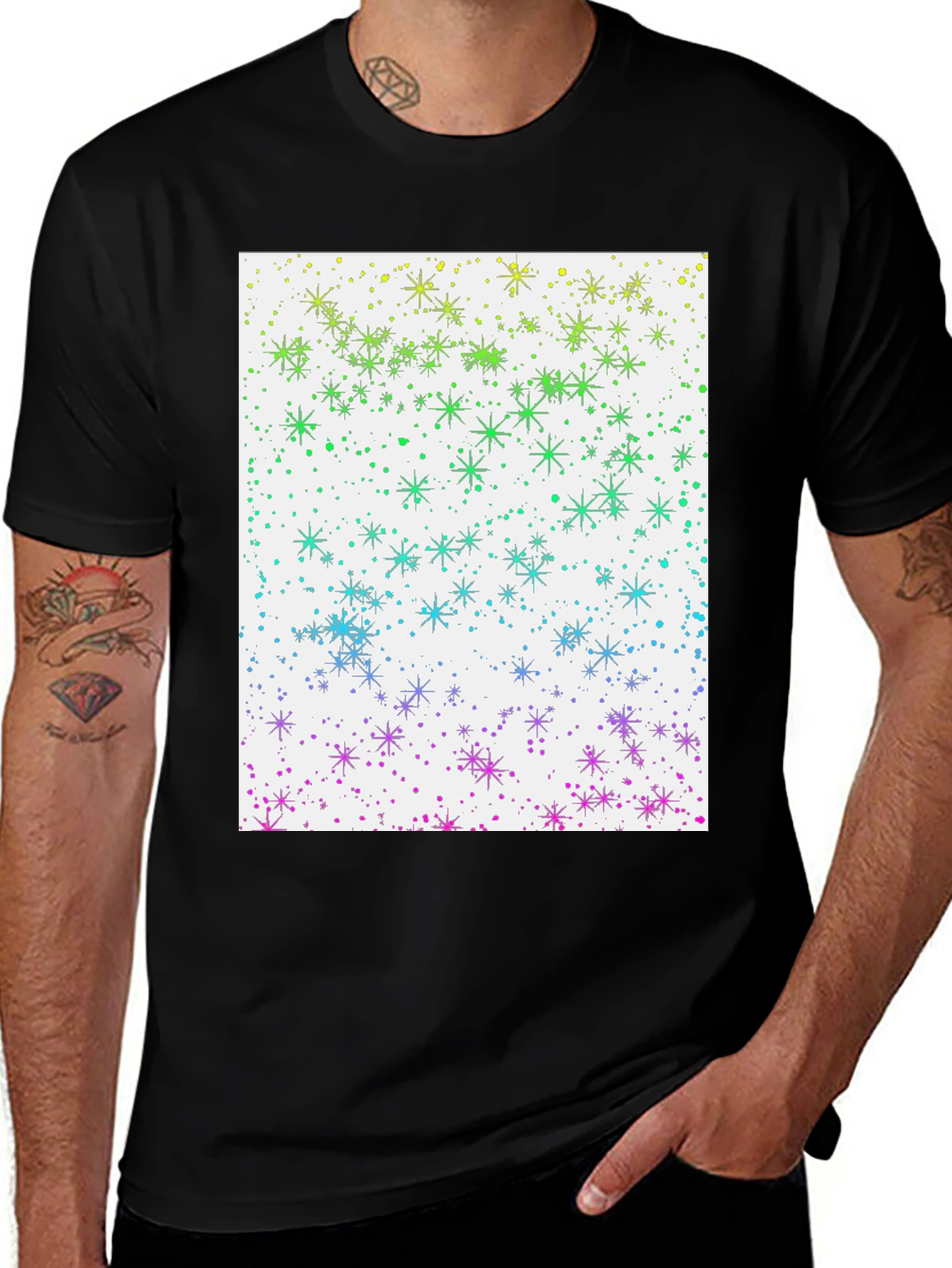 Variant 25 of Rainbow Starry Night Graphic Tee - Unisex
