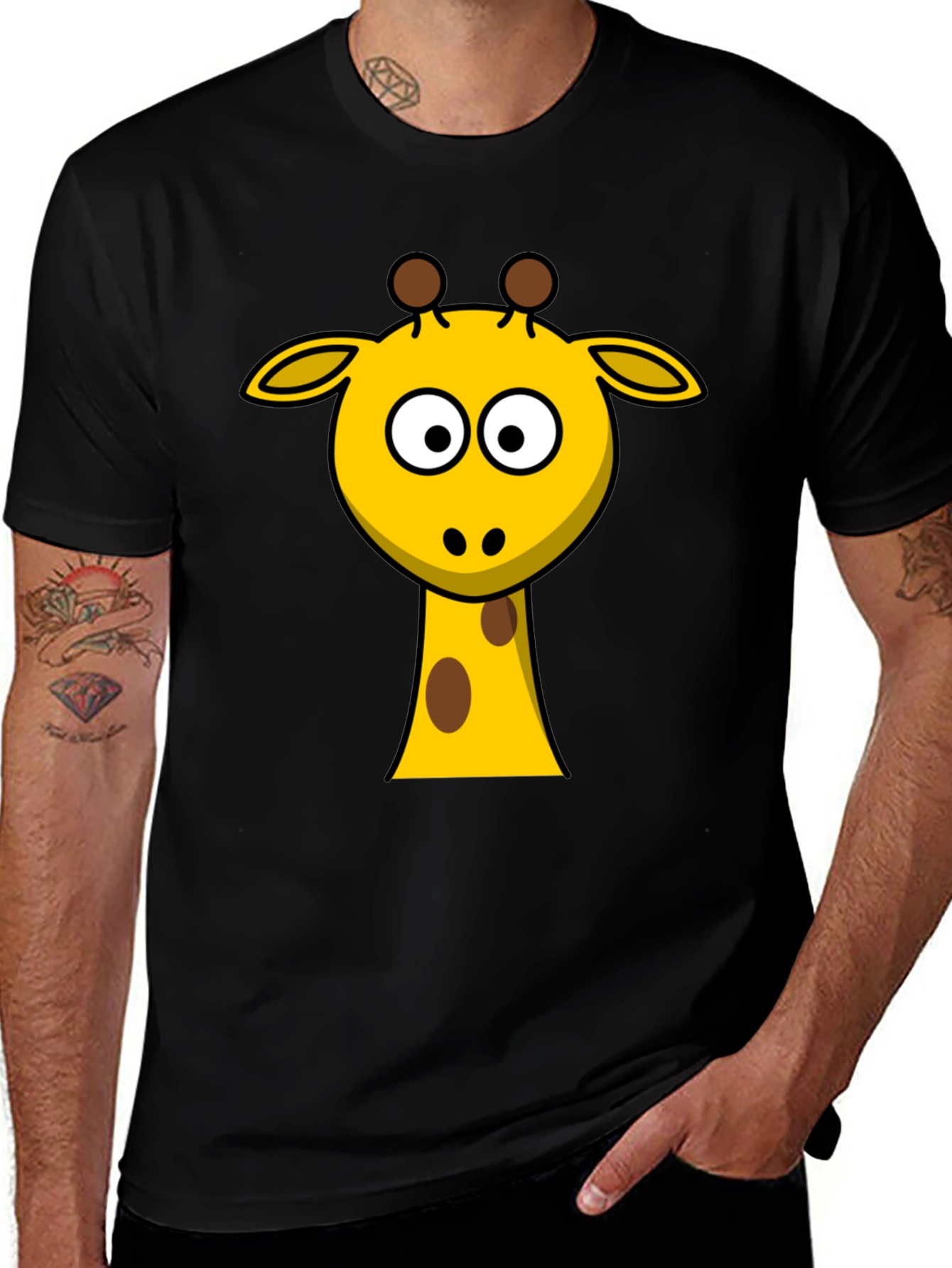 Variant 29 of Cute Giraffe Graphic Black T-Shirt