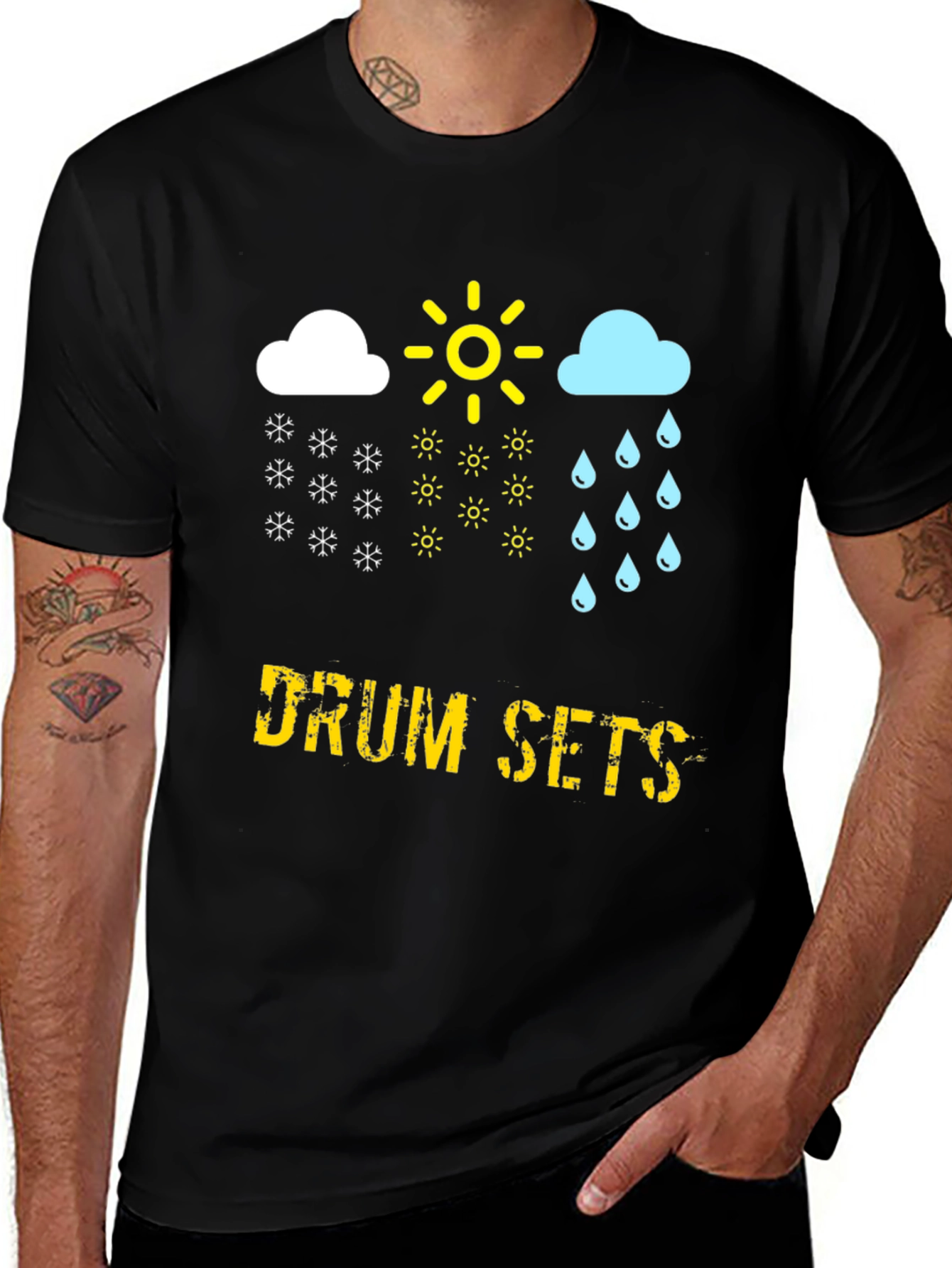 Variant 2 of Drum Sets Weather Black T-Shirt