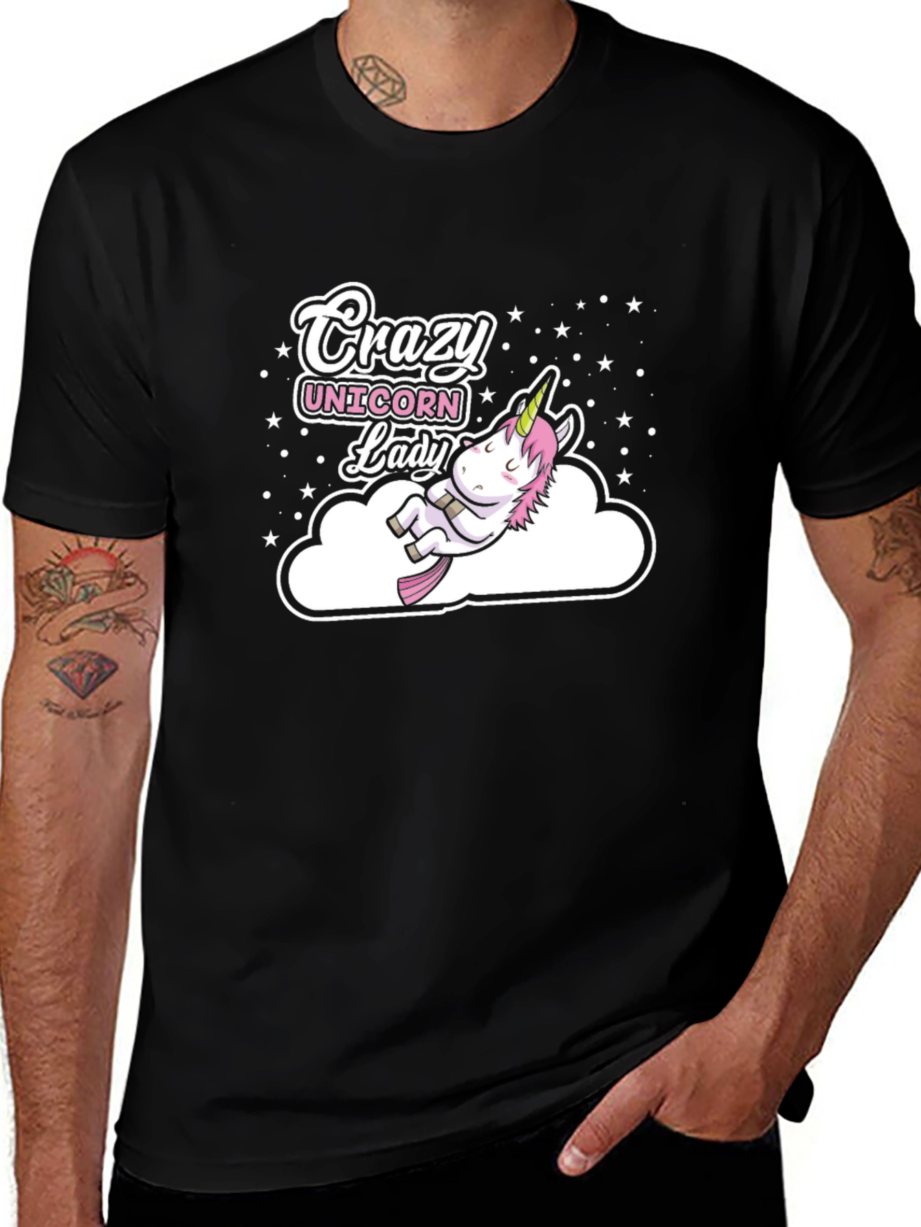 Variant 2 of Crazy Unicorn Lady Black T-Shirt