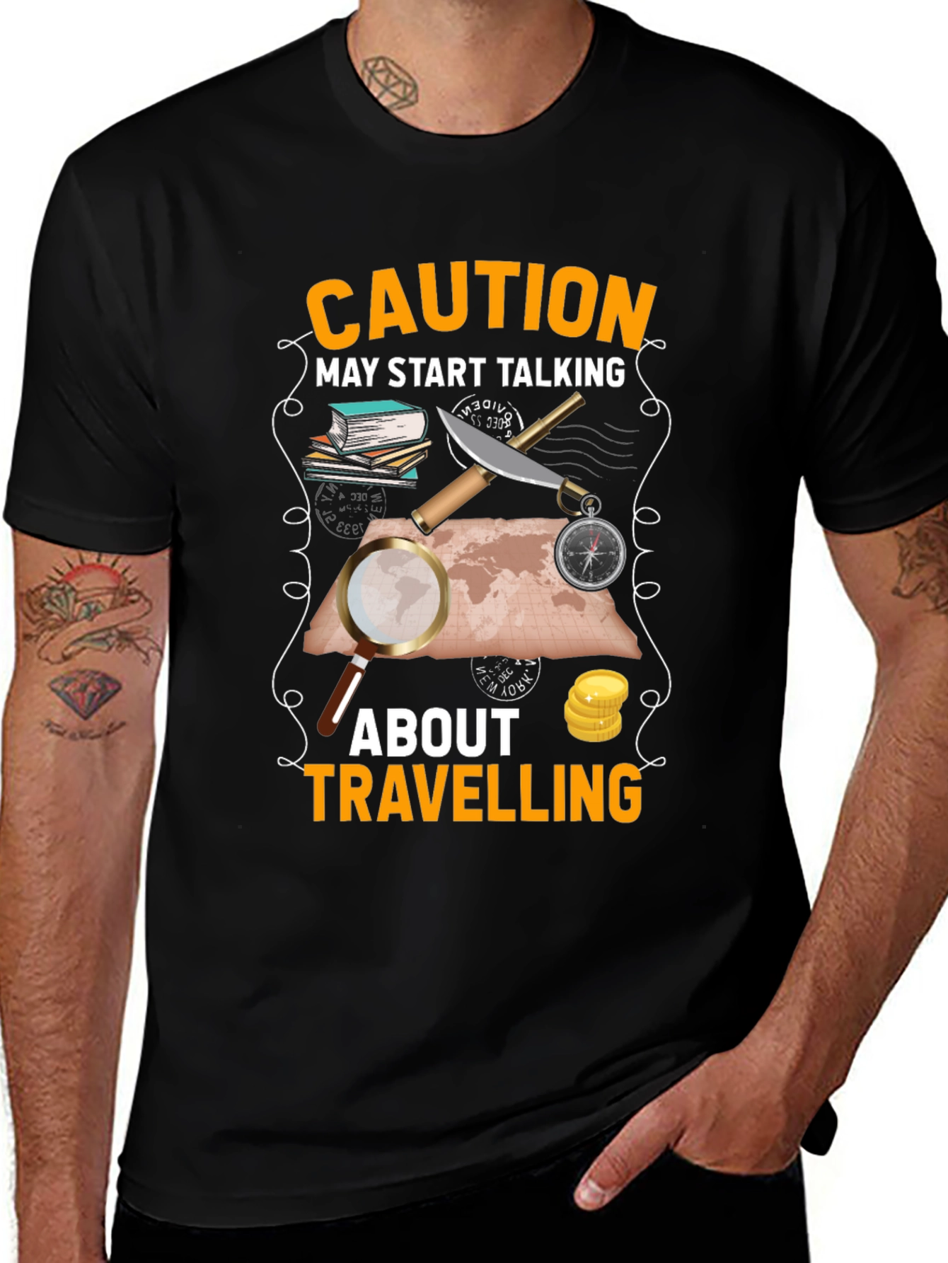 Variant 20 of Caution May Start Talking About Traveling T-Shirt