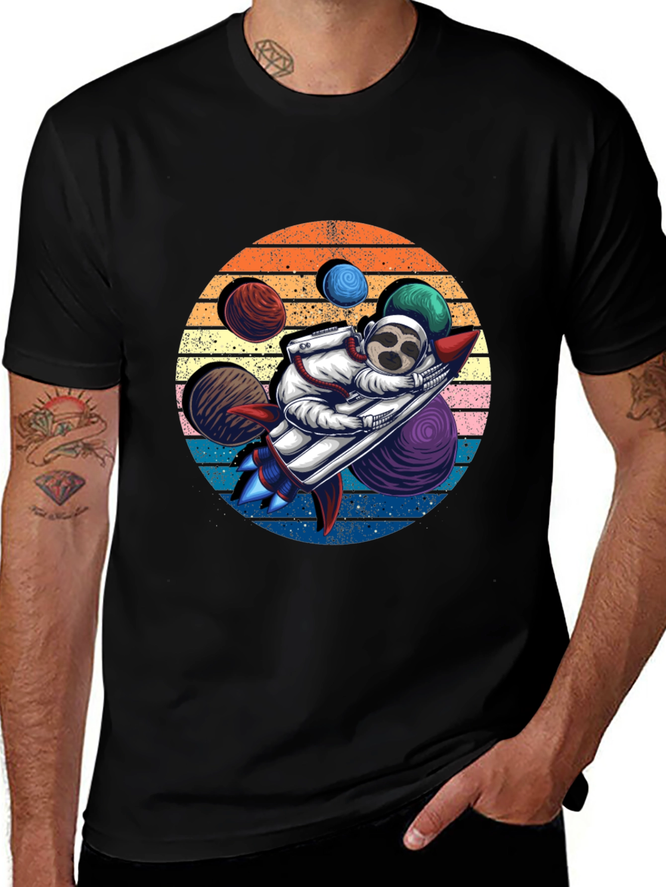 Variant 6 of Sloth Astronaut T-Shirt - Space Rocket Design