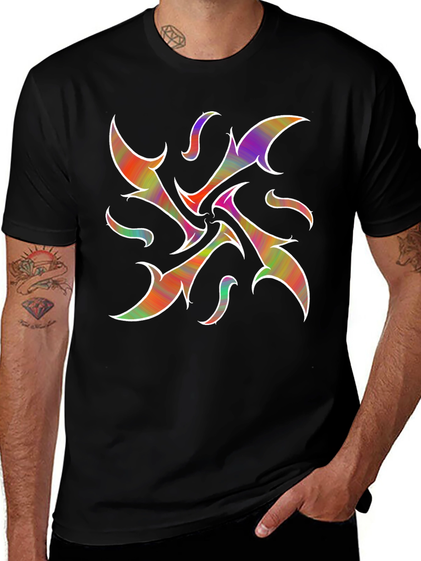 Variant 3 of Abstract Graphic Print Black Tee
