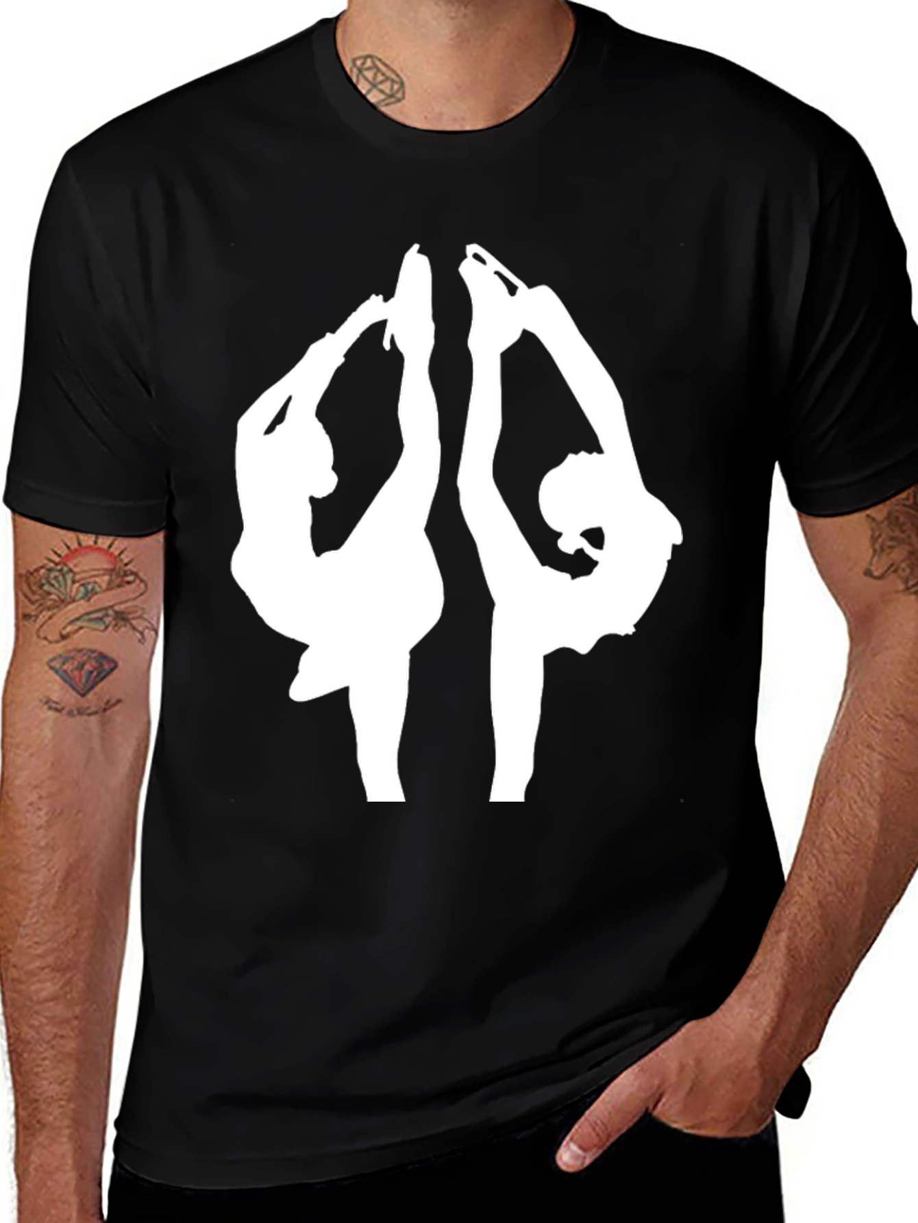 Figure Skating T-Shirt - Black Tee with Skaters Design