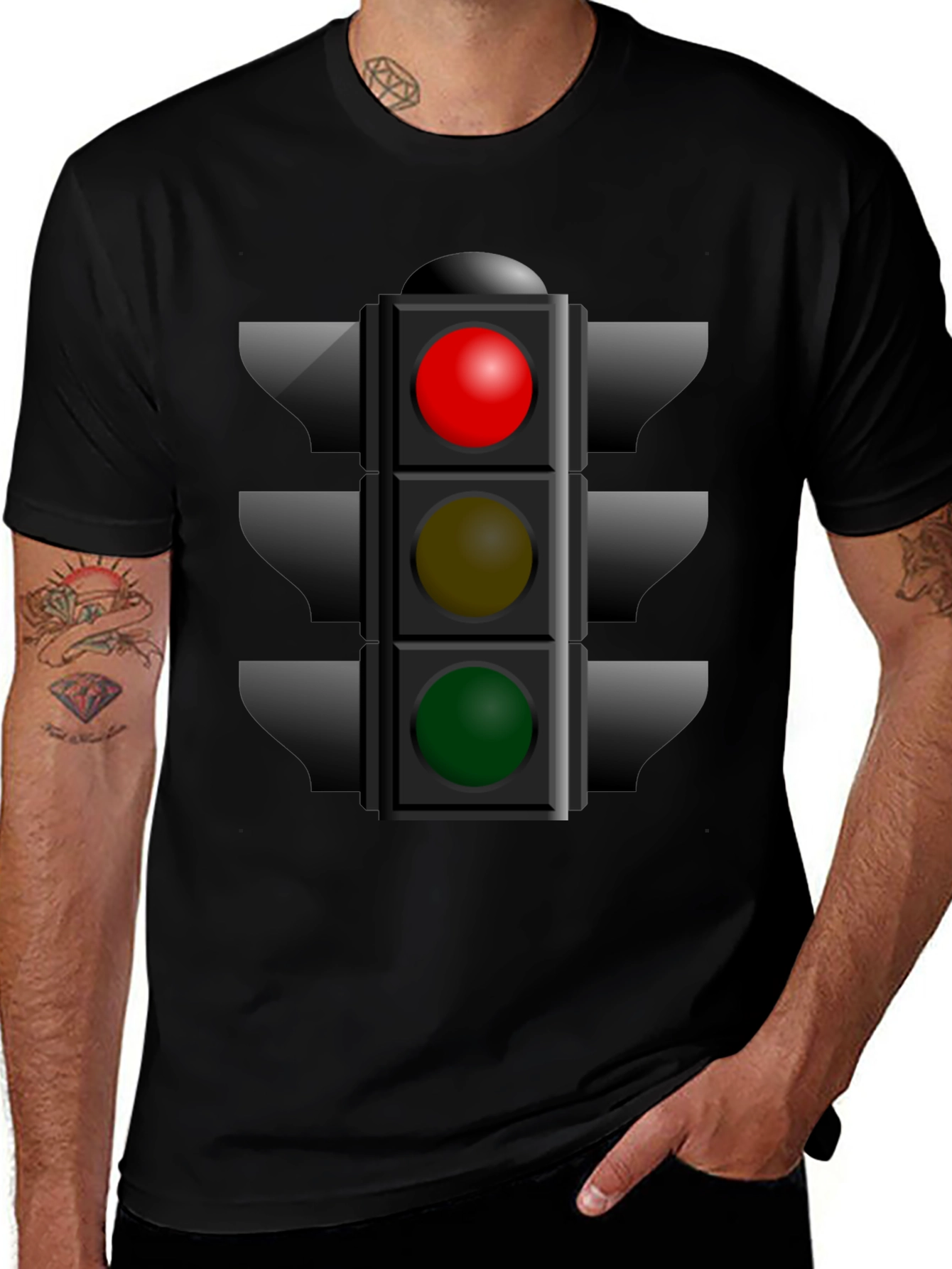Variant 28 of Traffic Light Graphic Tee - Novelty Stoplight Shirt