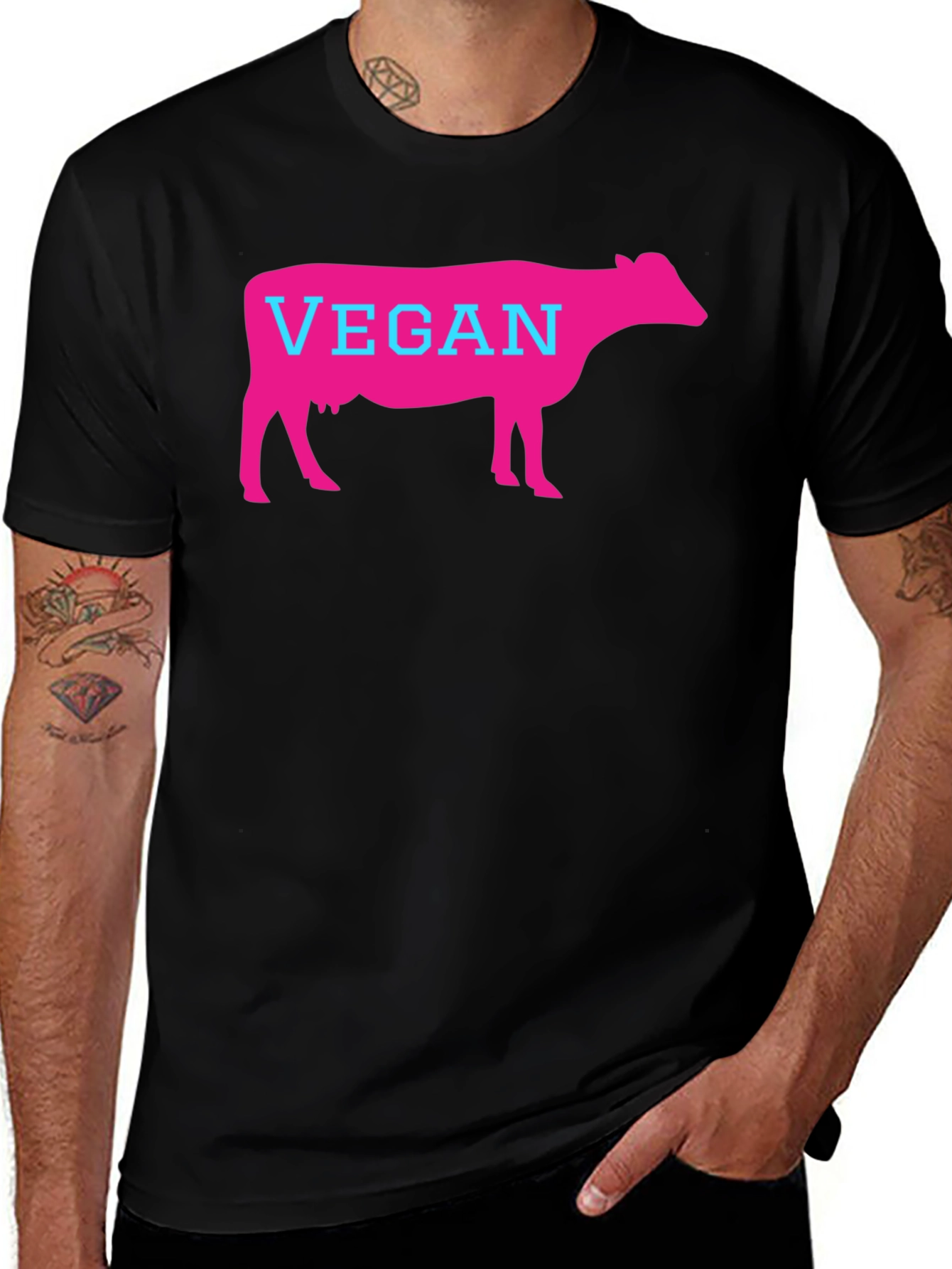 Variant 15 of Vegan Cow Graphic T-Shirt - Unisex Black Tee