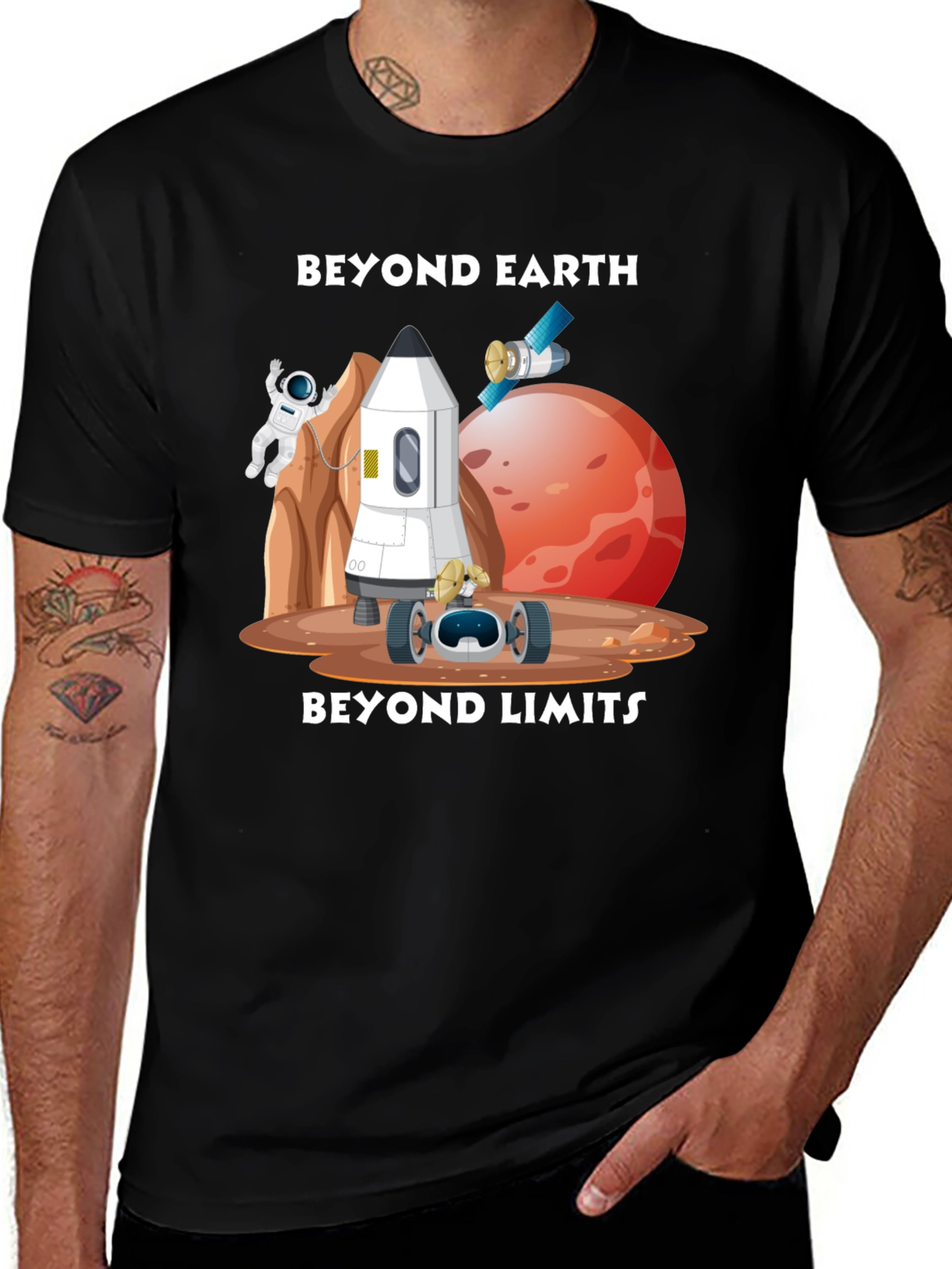 Beyond Earth Graphic Tee - Space Exploration T-Shirt