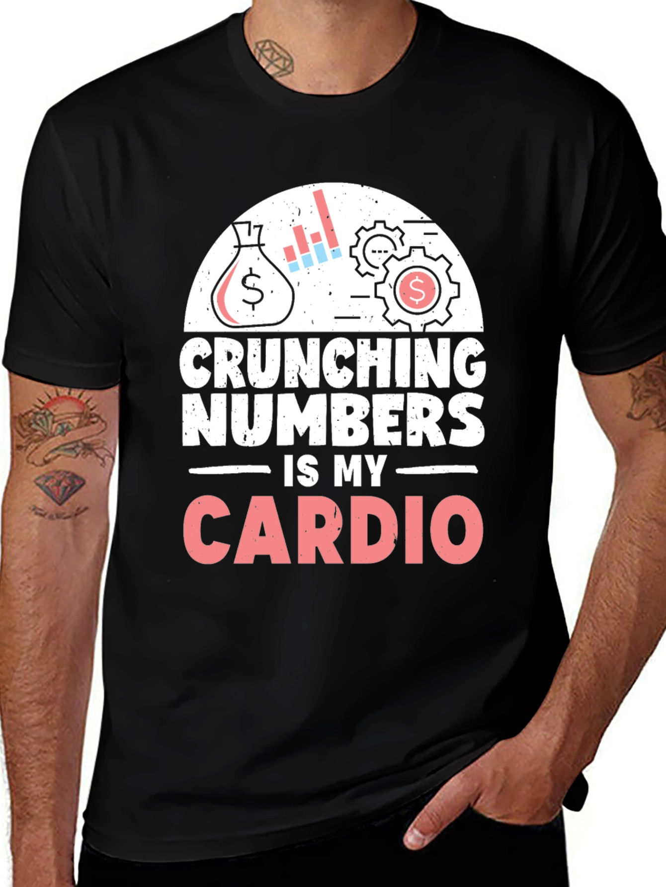 Variant 7 of Crunching Numbers Cardio T-Shirt - Accountant Humor