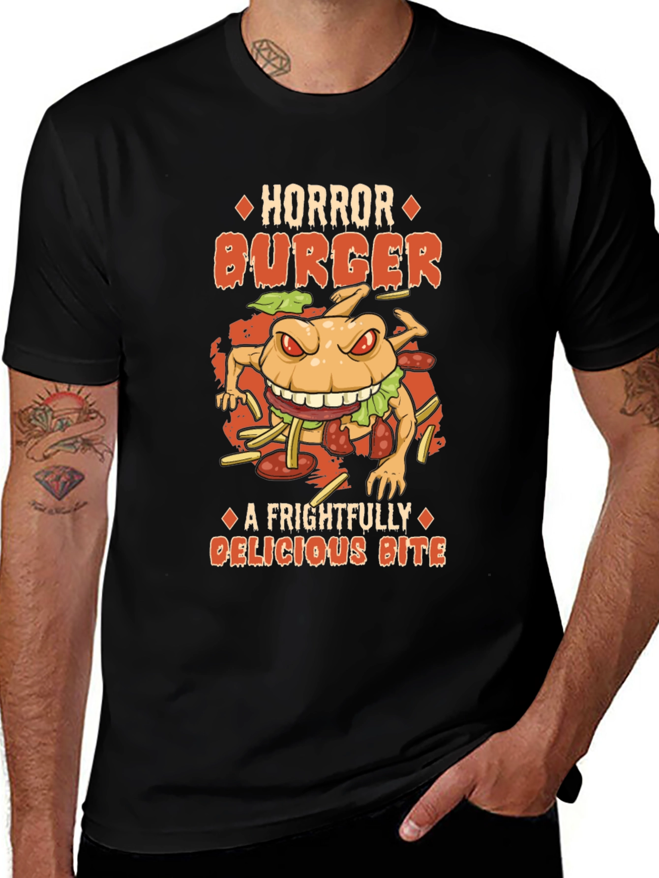 Variant 19 of Horror Burger Graphic T-Shirt - A Frightfully Delicious Bite!