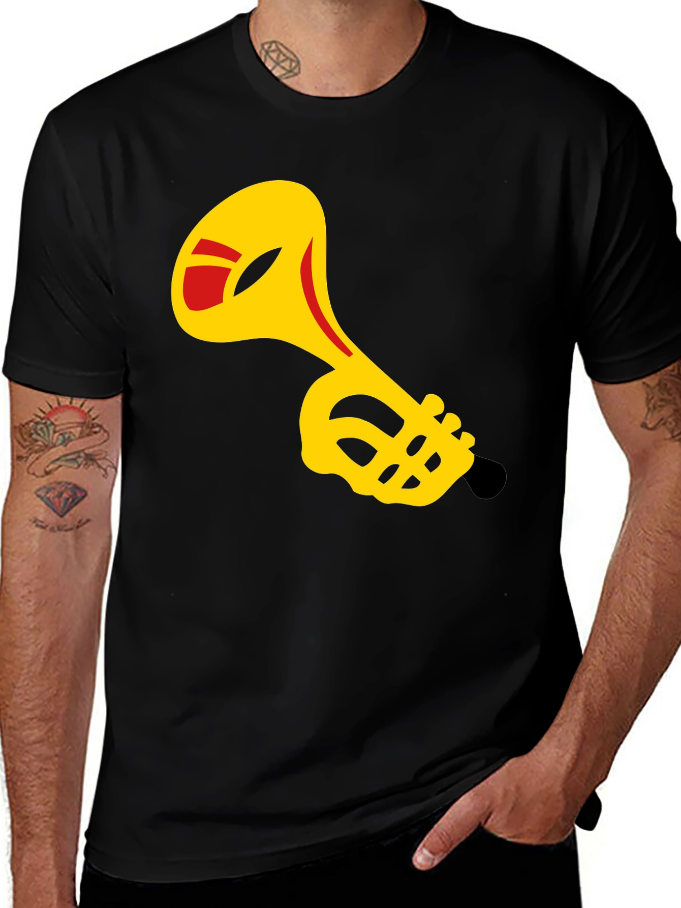 Variant 2 of Trumpet Graphic Black T-Shirt - Music Lover Tee
