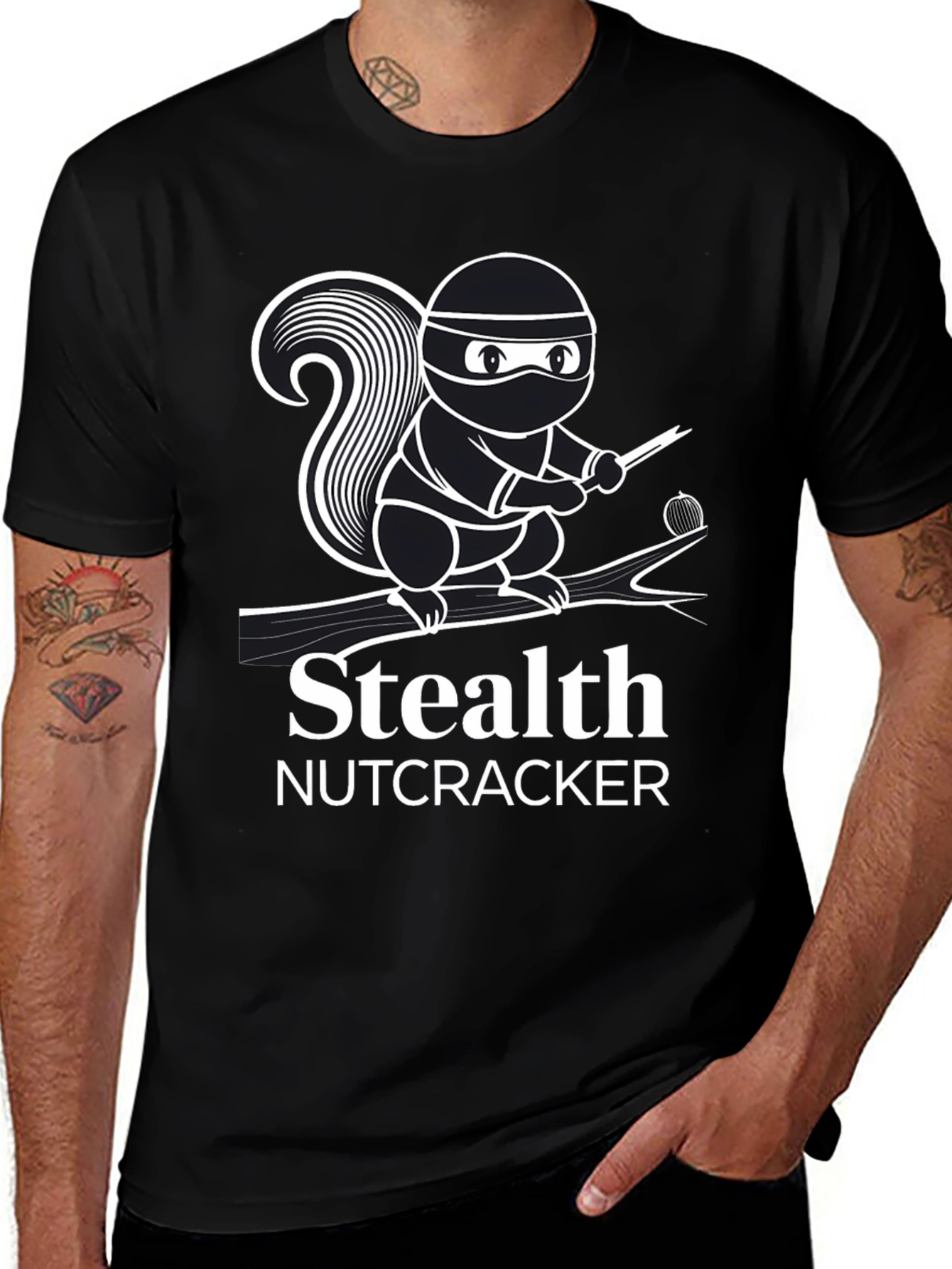 Variant 3 of Stealth Nutcracker T-Shirt - Ninja Squirrel Design