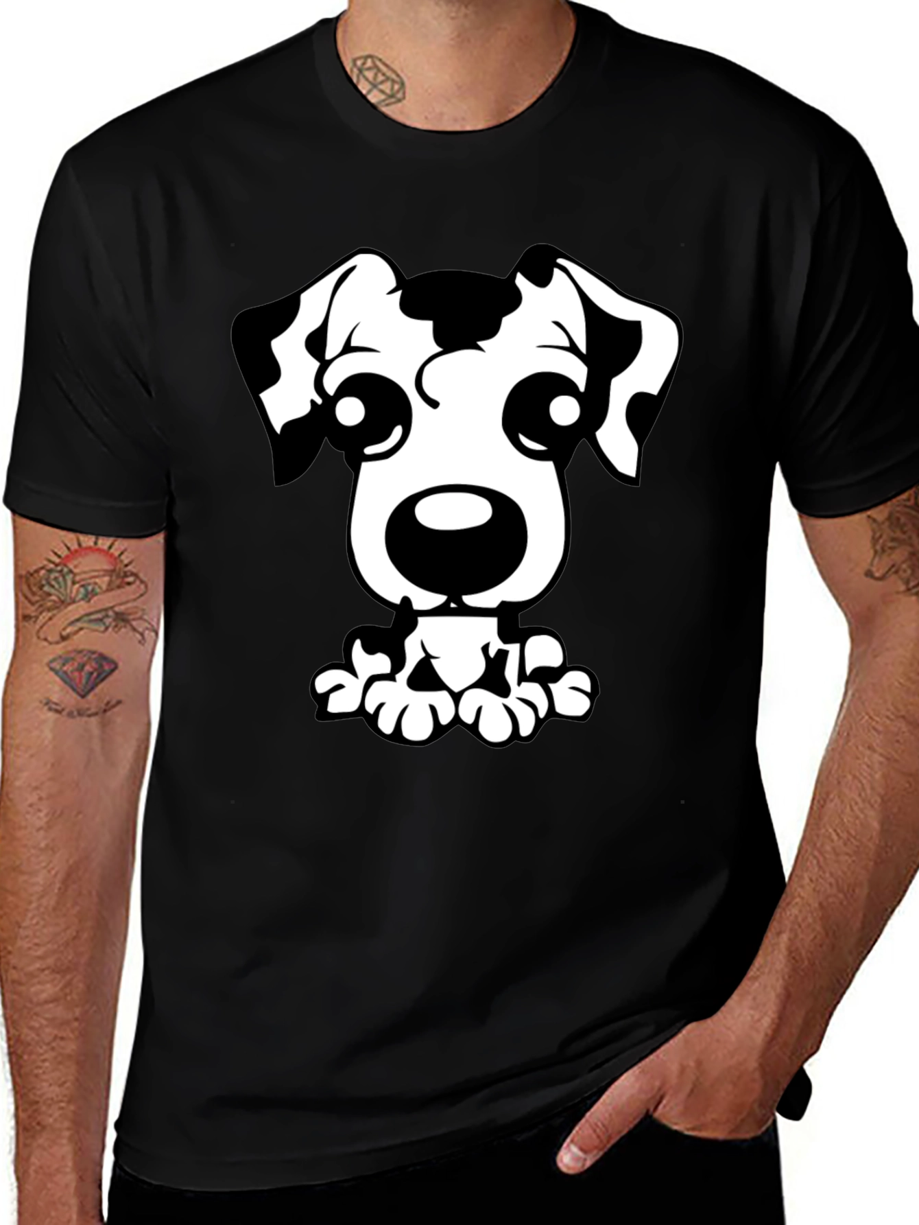 Variant 21 of Dalmatian Dog Graphic Tee - Black T-Shirt