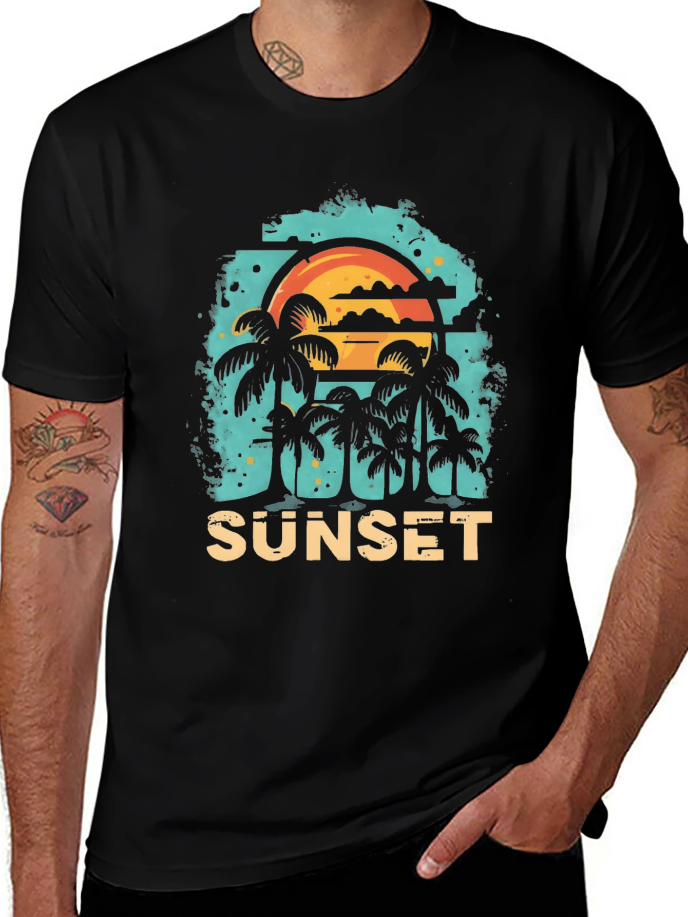 Variant 3 of Sunset Palm Tree Graphic T-Shirt