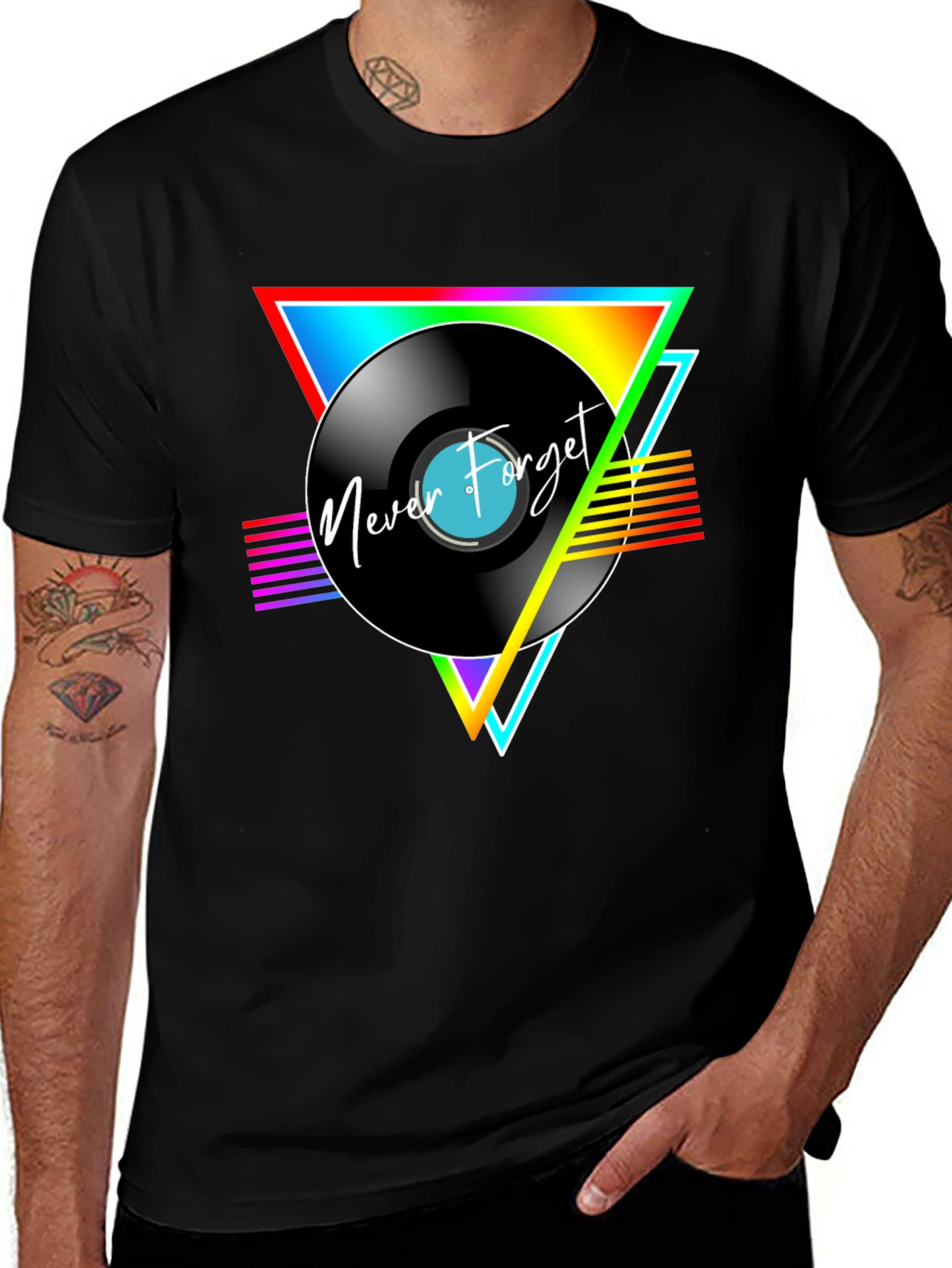 Variant 23 of Retro Vinyl Record T-Shirt - Never Forget Graphic Tee