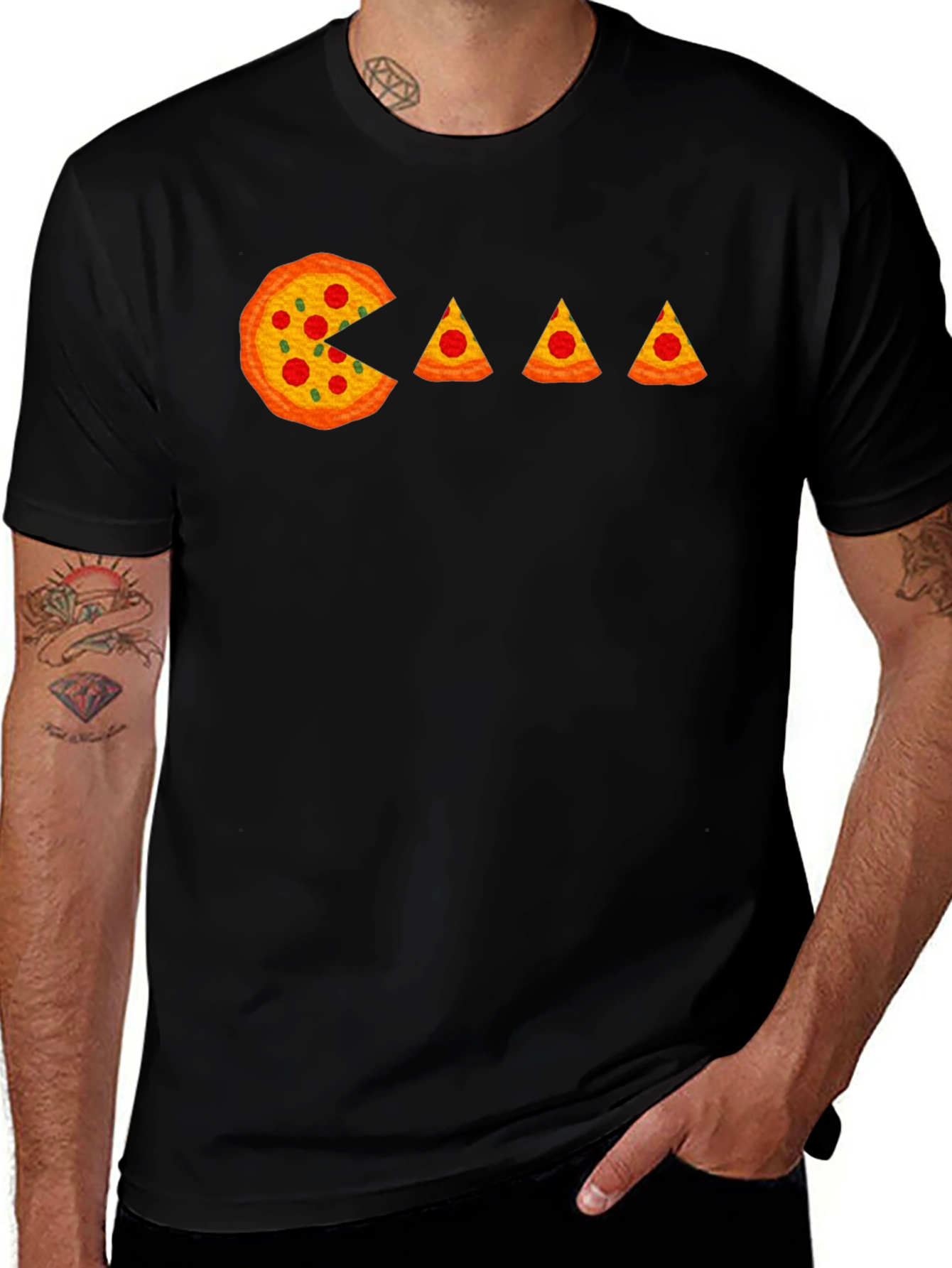 Variant 13 of Pizza Pac-Man Graphic Tee - Black T-Shirt