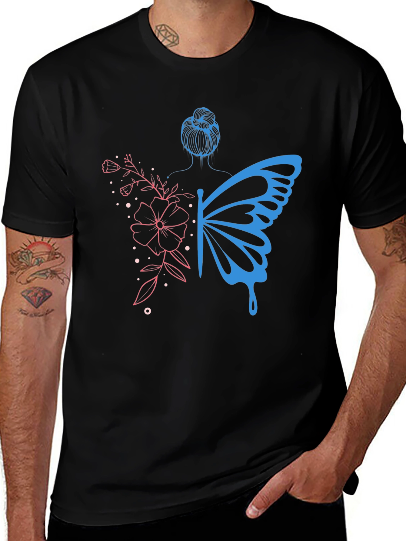 Variant 22 of Butterfly Woman Graphic Tee - Unique Design