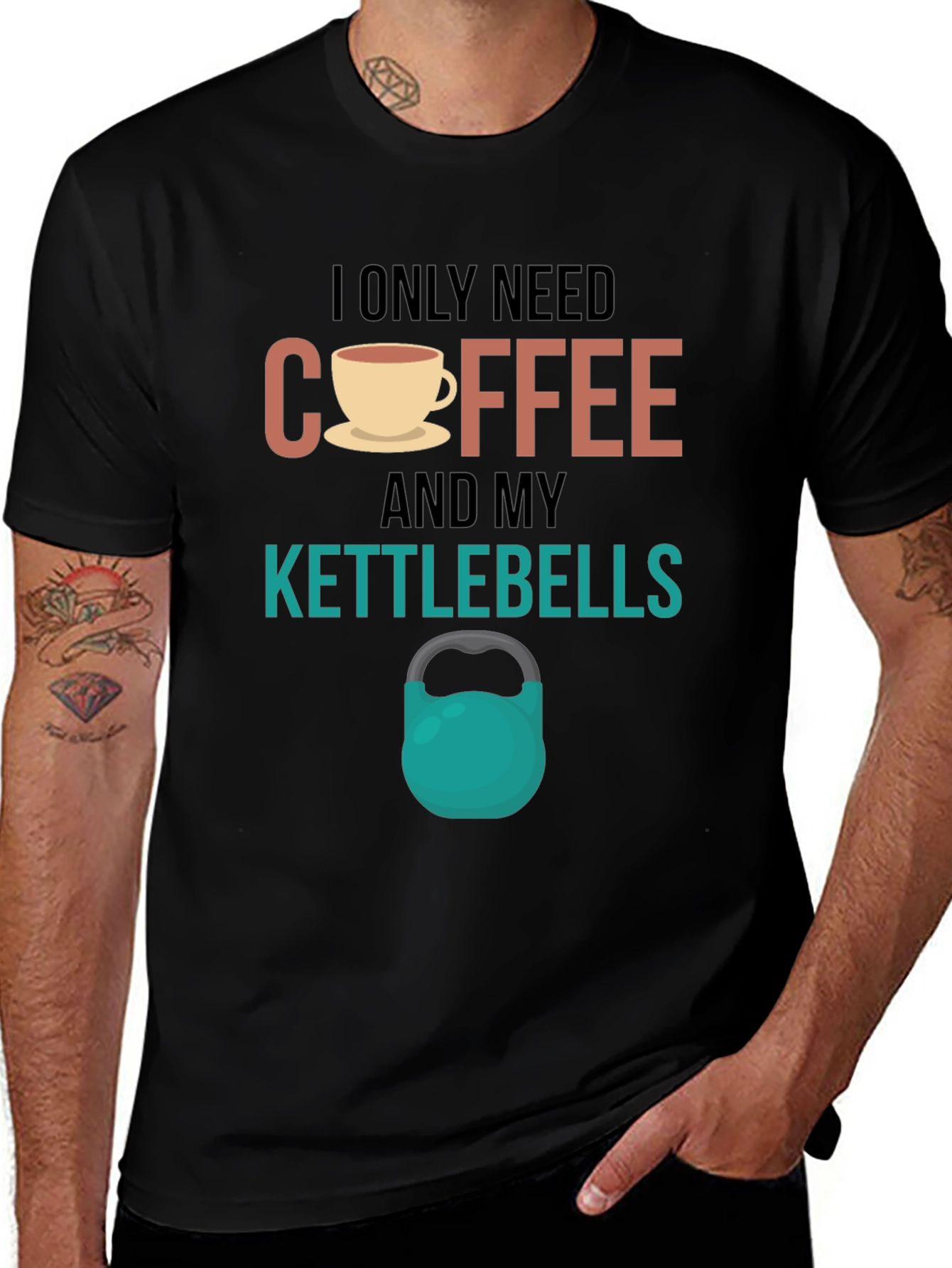 Variant 25 of Coffee & Kettlebells T-Shirt - Workout Motivation