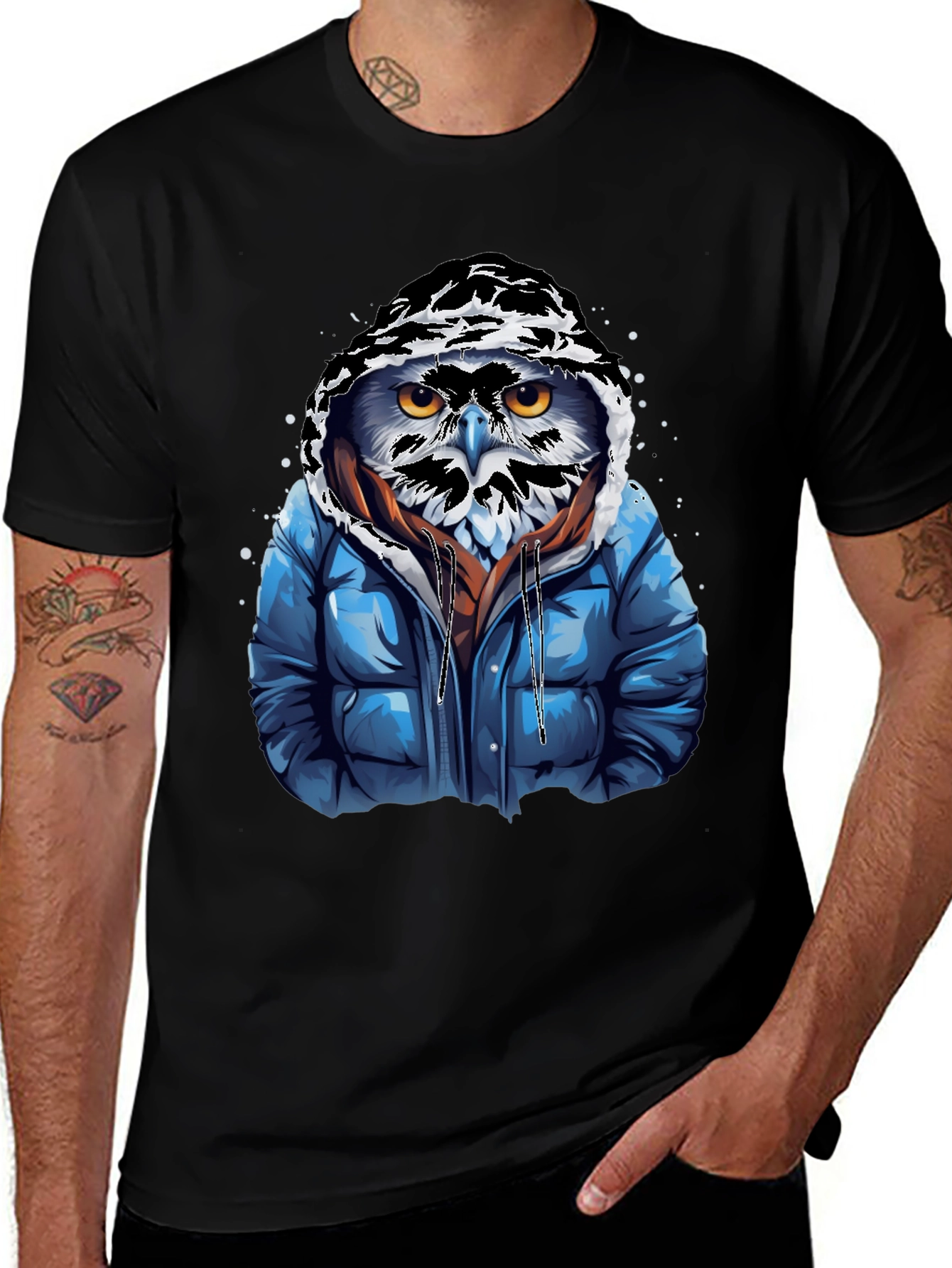 Variant 8 of Cool Owl in Hoodie Graphic T-Shirt