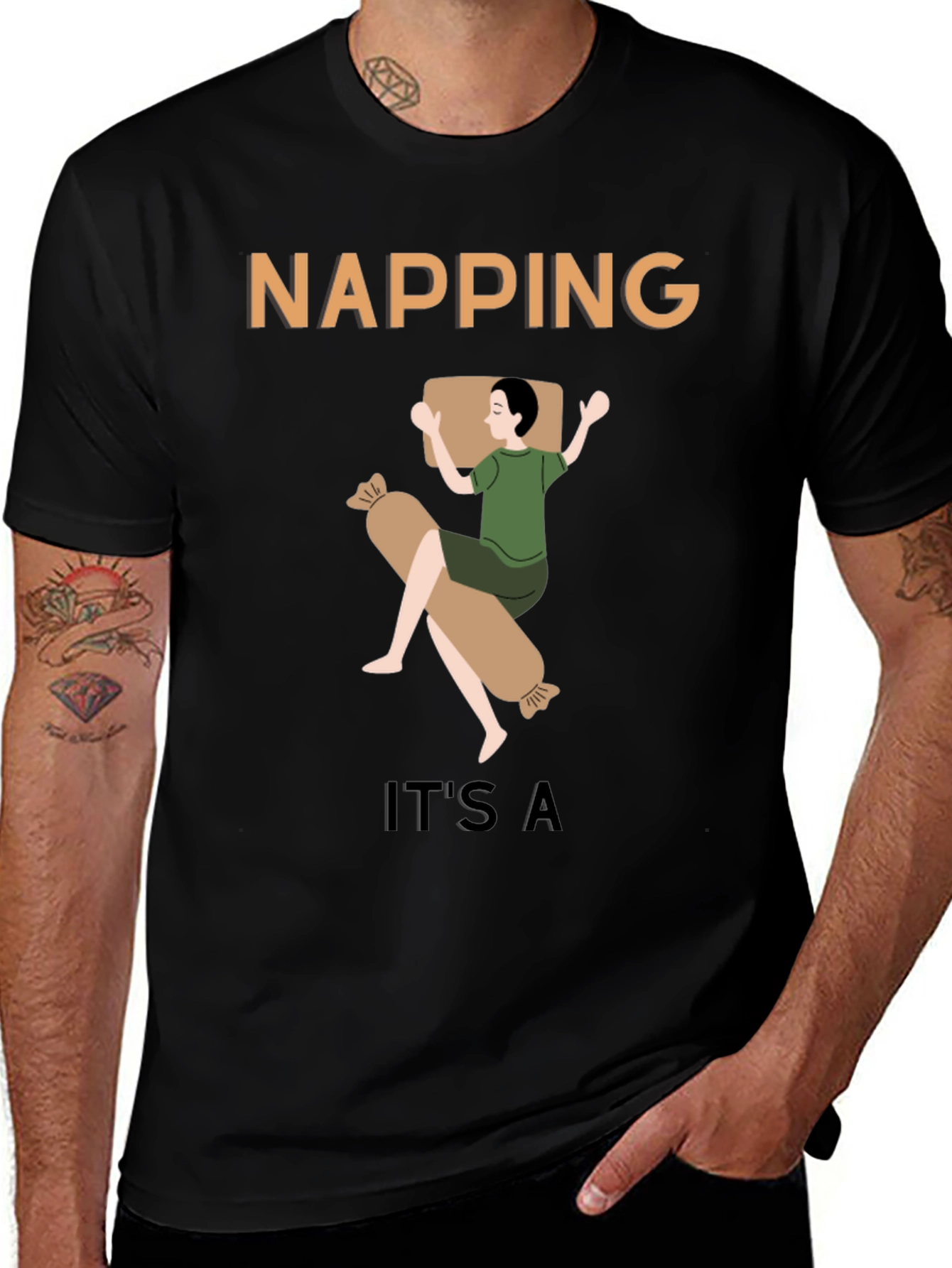 Variant 11 of Napping Graphic T-Shirt - Men's Casual Tee