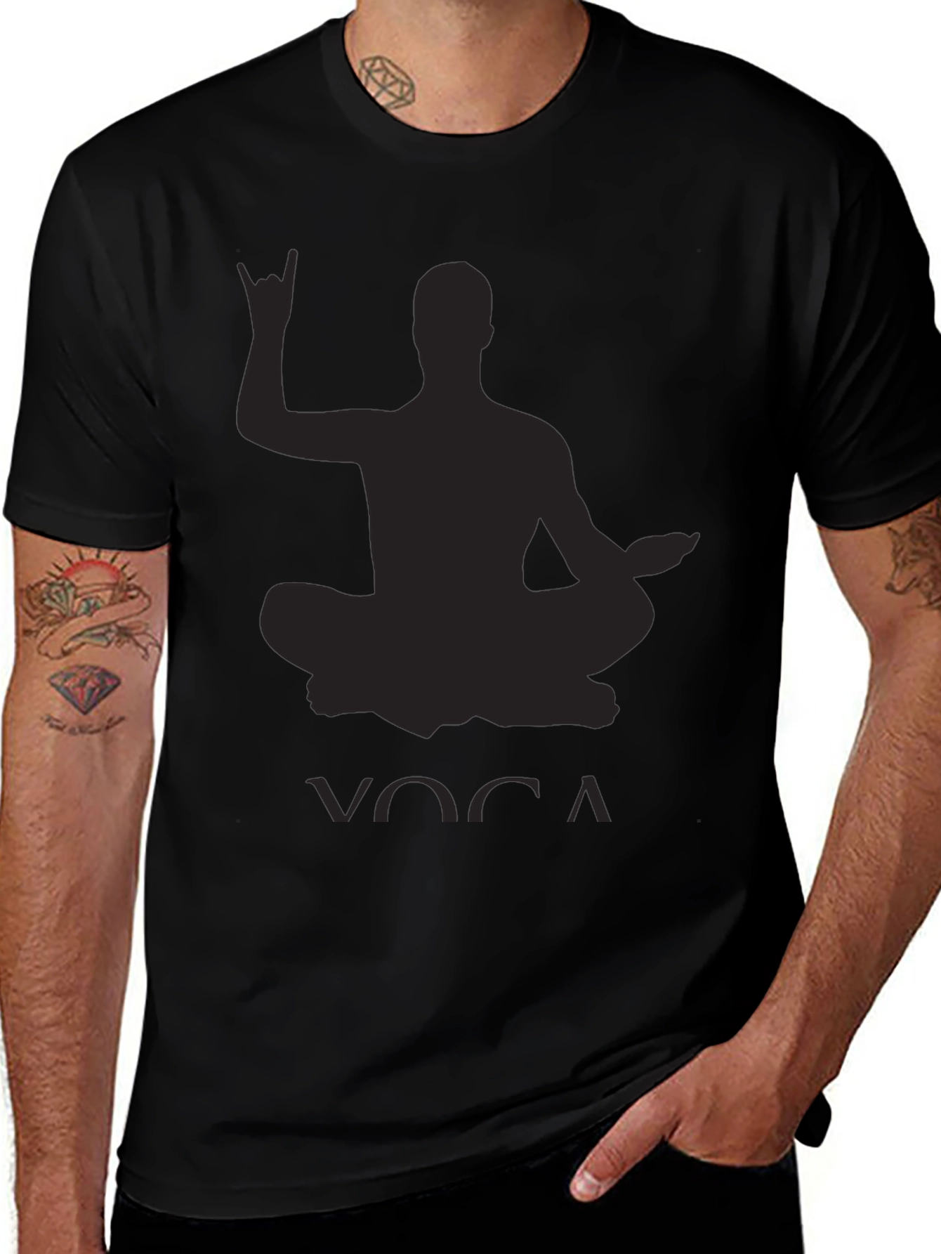 Variant 10 of Yoga Rock Hand Sign Black T-Shirt