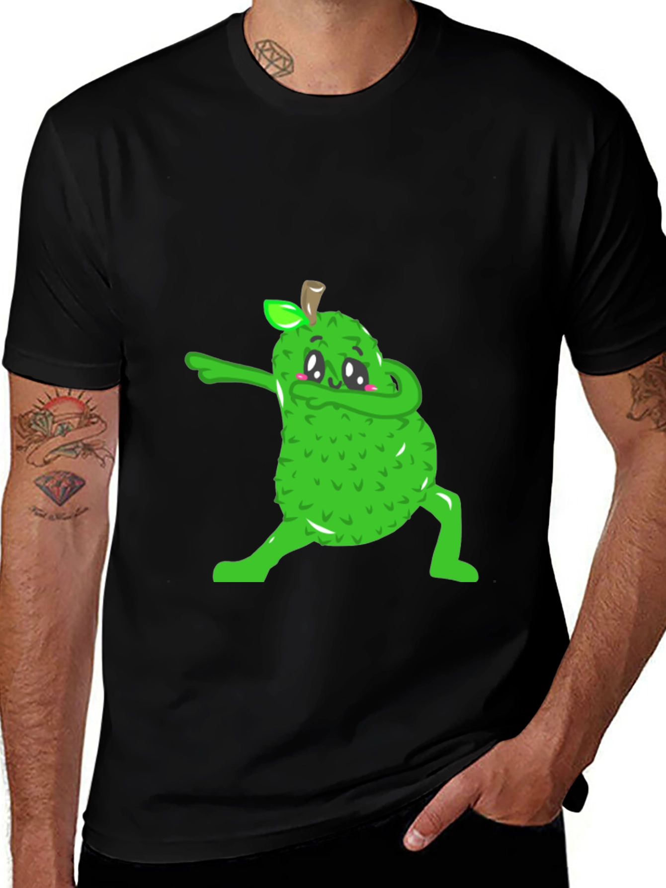 Variant 30 of Dabbing Jackfruit Graphic Tee - Trendy Black T-Shirt