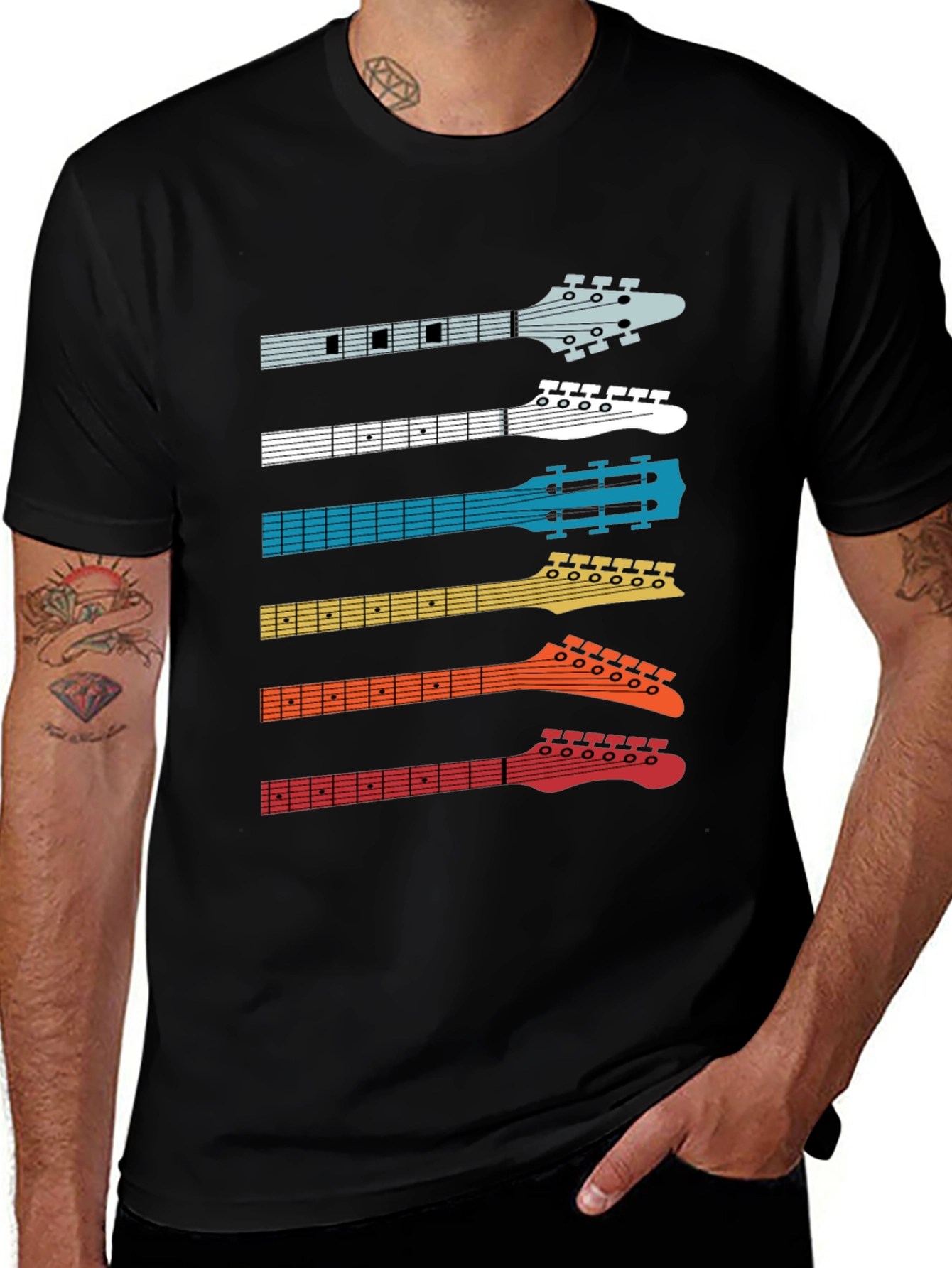 Variant 22 of Retro Guitar Headstock T-Shirt - Musician Tee